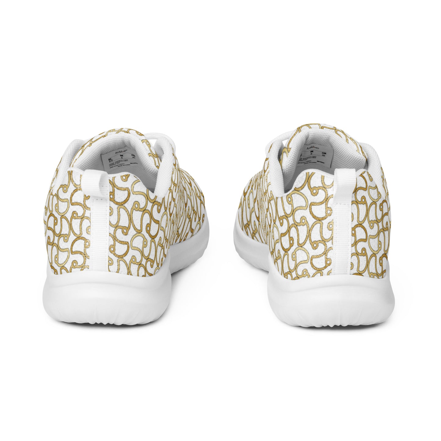 Women’s athletic shoes Kukloso Fleurons No 16 Gold Shapes on White - Free Shipping