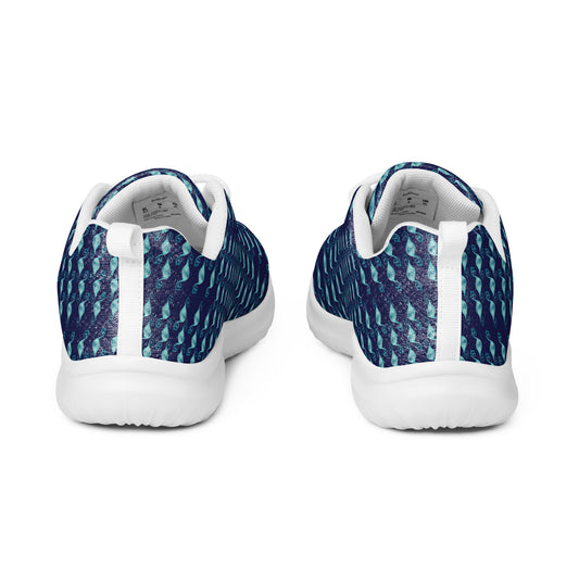 Women’s athletic shoes Kukloso Fleurons No 30 Aqua shapes on Navy - Free Shipping