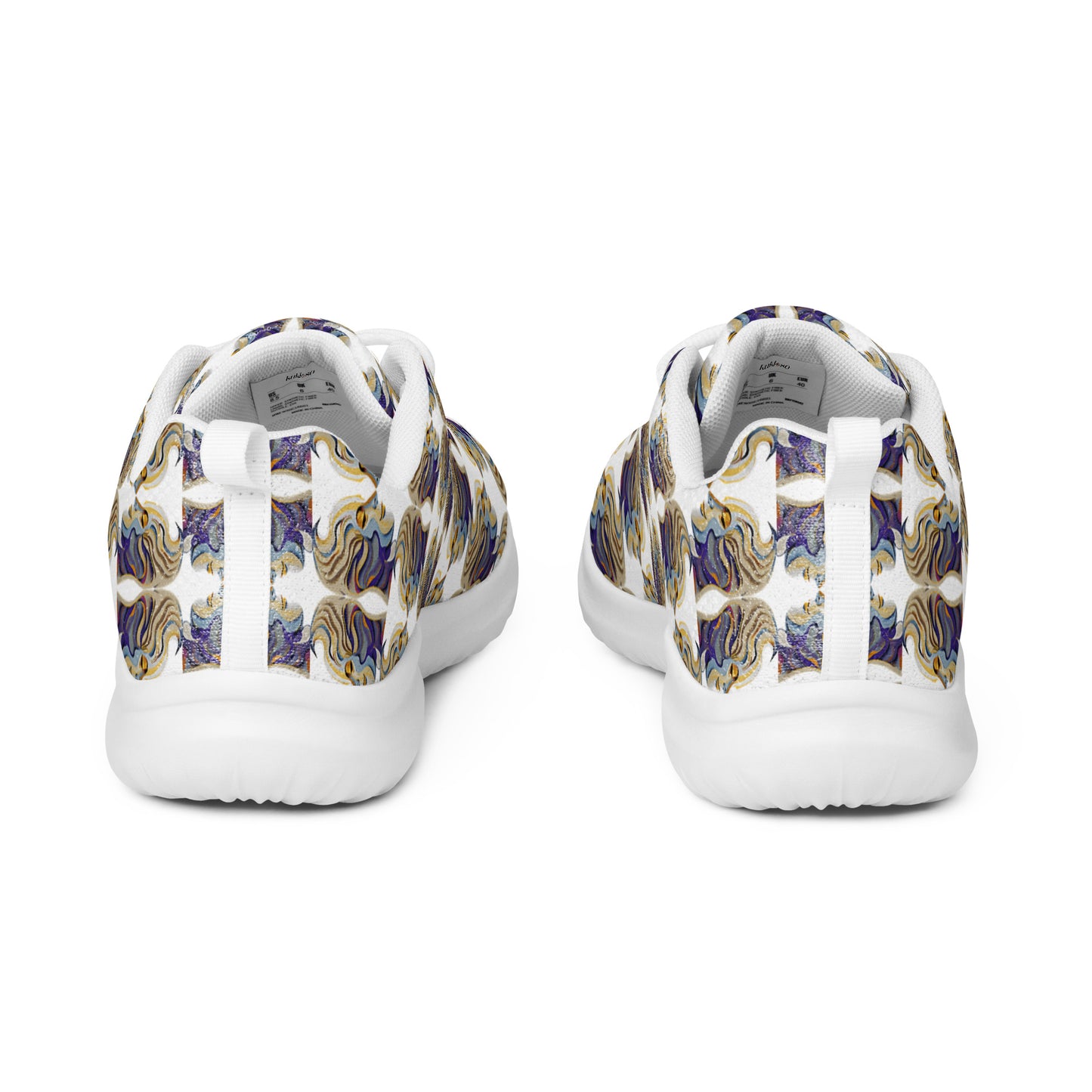 Women’s athletic shoes Kukloso Cubist Faces No 1 Small Pattern on White- Free Shipping