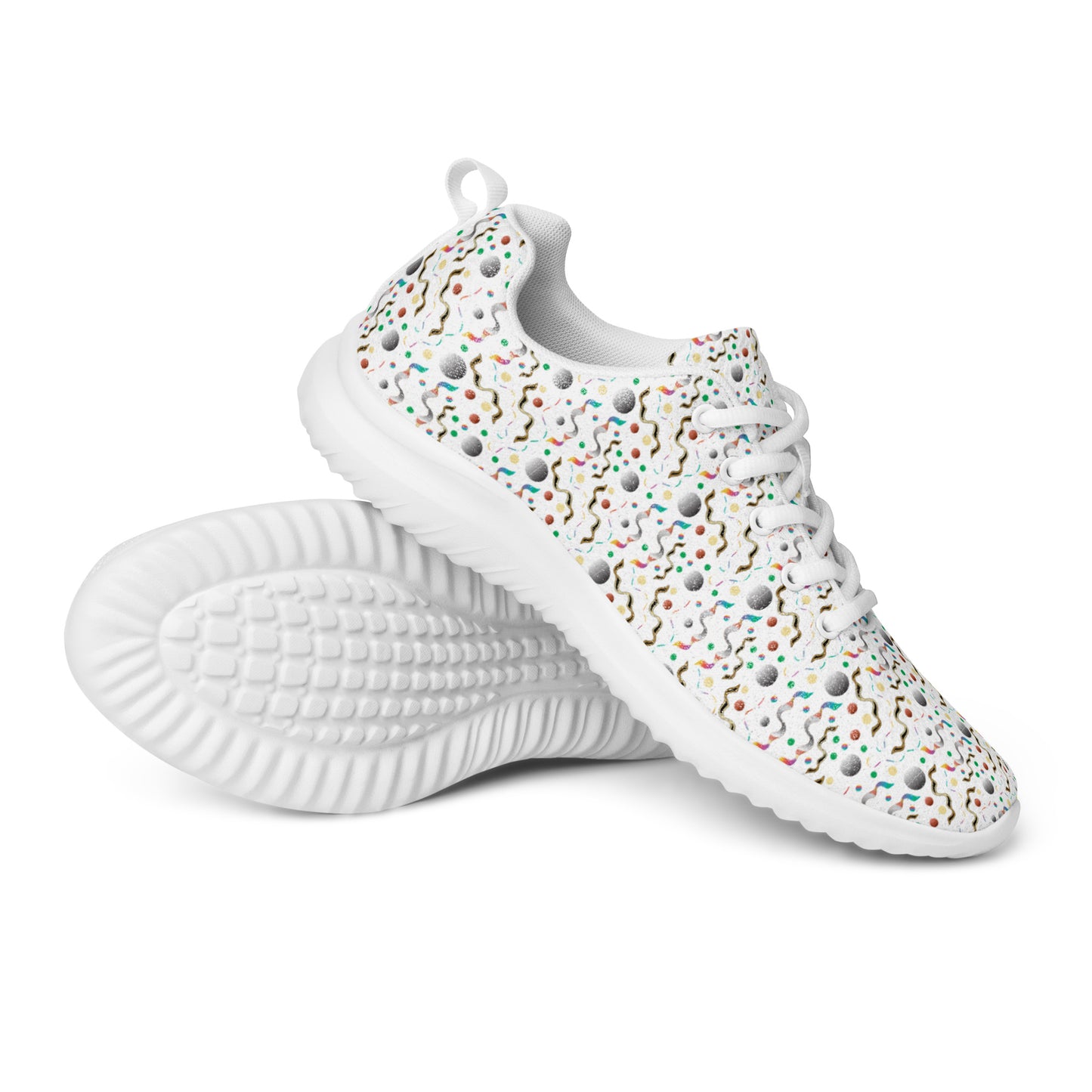 Women’s athletic shoes Kukloso Abstractical No 250 Multicolored Shapes on White - Free Shipping