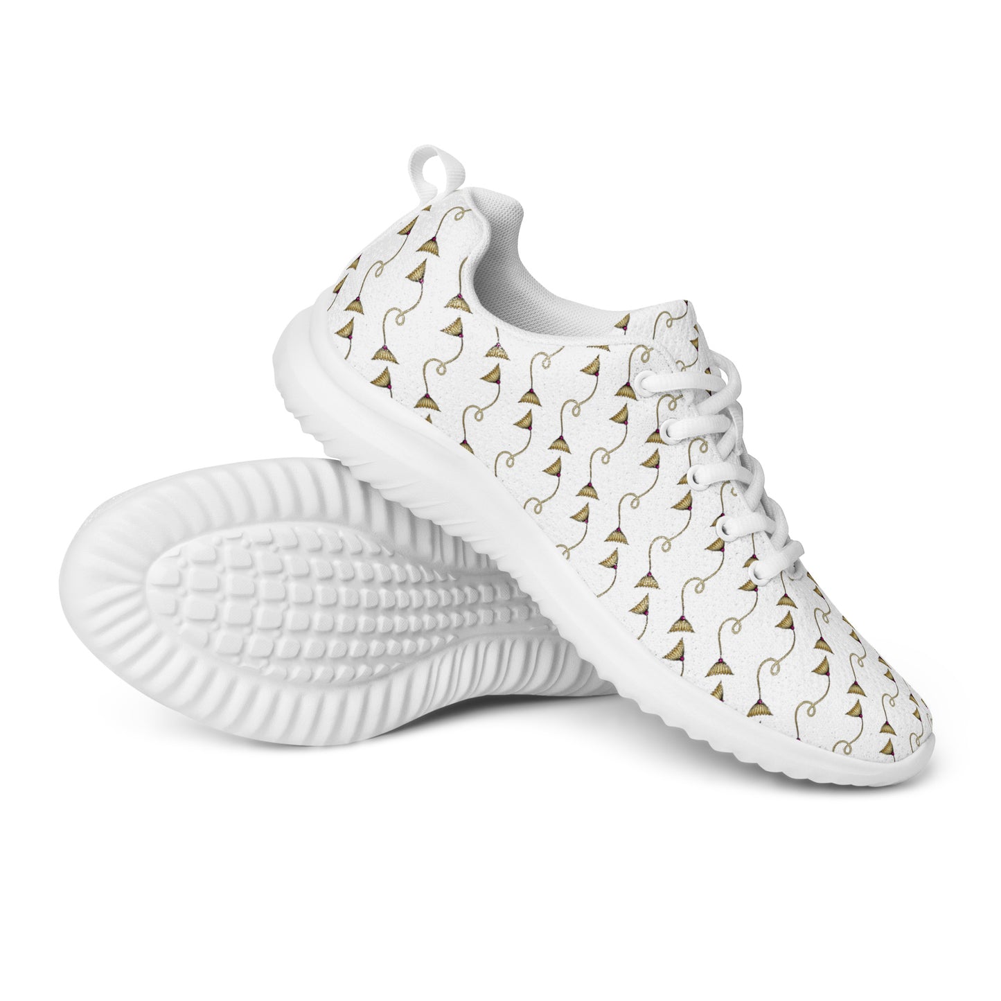 Women’s athletic shoes Kukloso Abstractical No 277 Golden Daisy Twists on White - Free Shipping