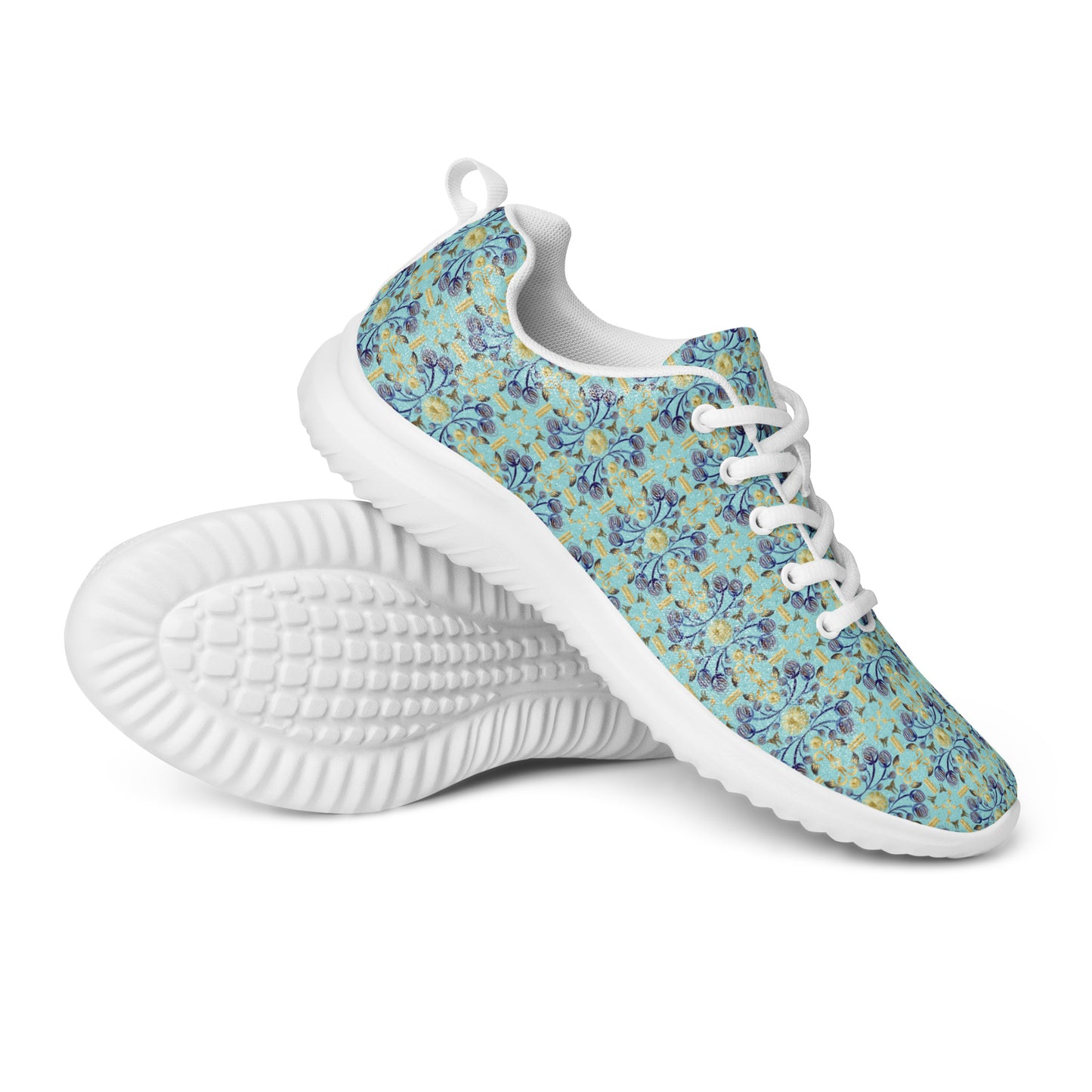 Women’s athletic shoes Kukloso AG No 11 Navy/Gold Floral Mini-Mandalas on Aqua - Free Shipping