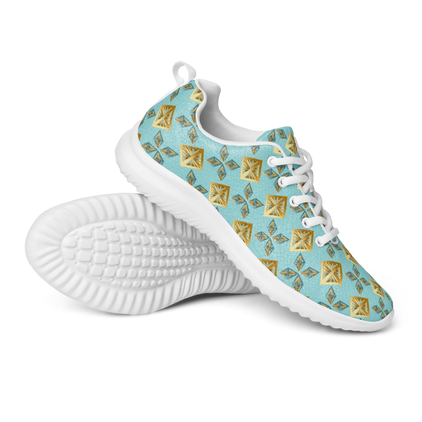 Women’s athletic shoes Kukloso AG No 27 Gold Shapes on Aqua - Free Shipping