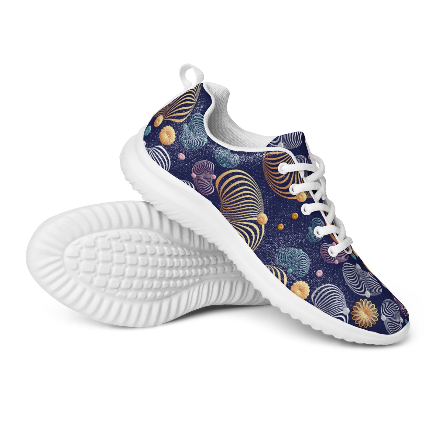 Women’s athletic shoes Kukloso AG No 44 Gold, Silver, Aqua Spirals on Navy - Free Shipping