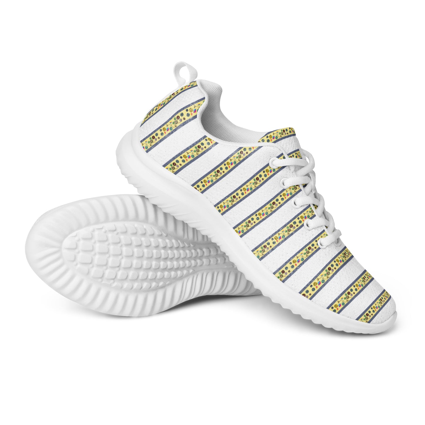 Women’s athletic shoes Kukloso FS No 104 Yellow Stripes on White - Free Shipping