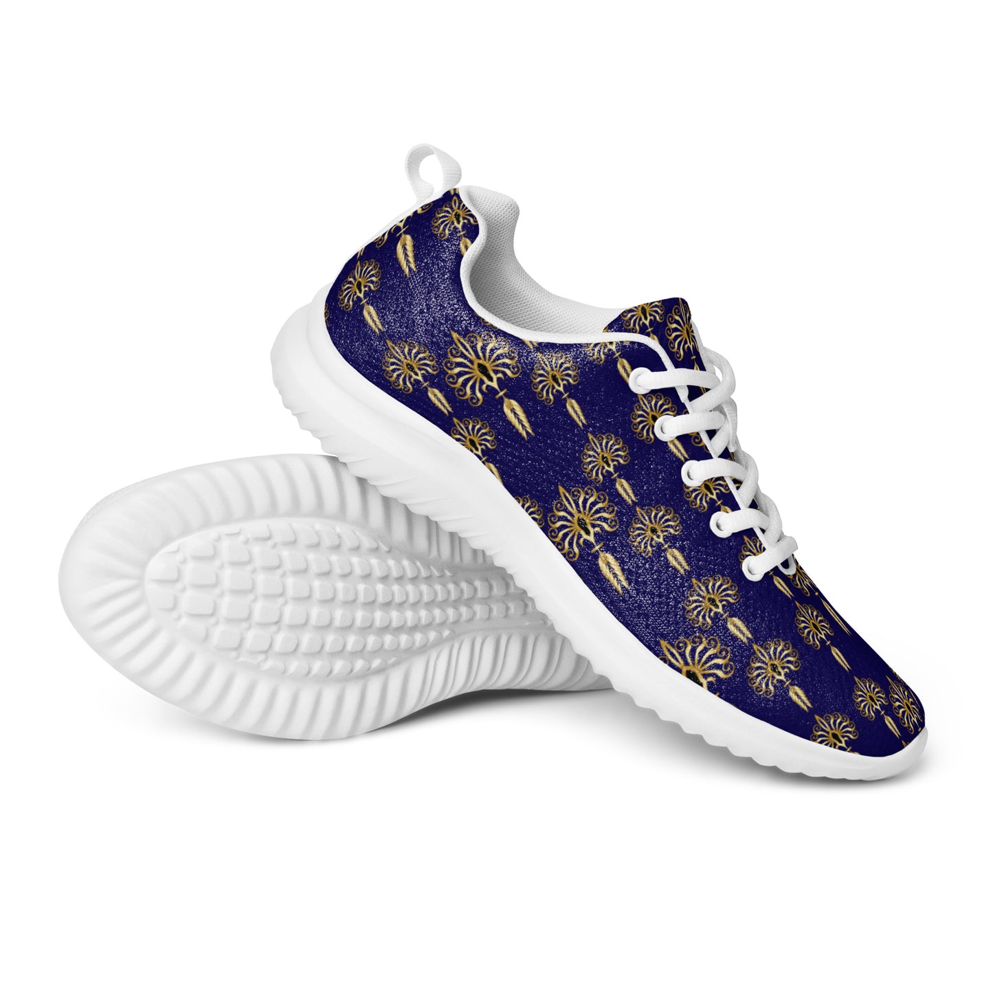 Women’s athletic shoes Kukloso Fleurons No 2 Gold on Navy - Free Shipping