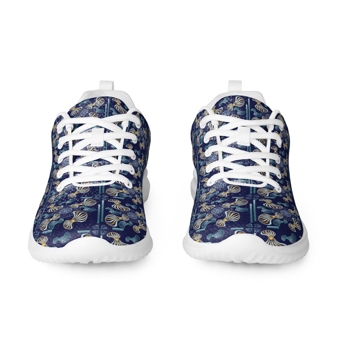 Women’s athletic shoes Kukloso Whimsical No 97 Aqua/Gold Spirials on Navy - Free Shipping