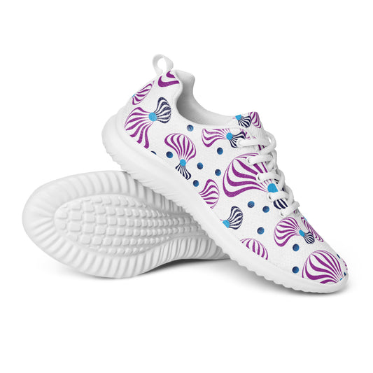 Women’s athletic shoes Kukloso Whimsical No 95 Purple/Aqua/Navy Spirials on White - Free Shipping