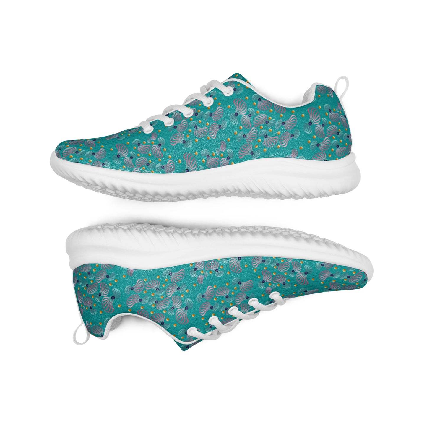 Women’s athletic shoes Kukloso Whimsical No 83 Pink/Aqua/Navy Spirials on Turquoise - Free Shipping