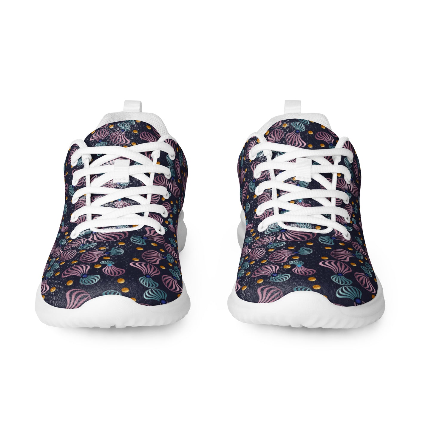 Women’s athletic shoes Kukloso Whimsical No 81 Pink/Aqua Spirials on Navy - Free Shipping