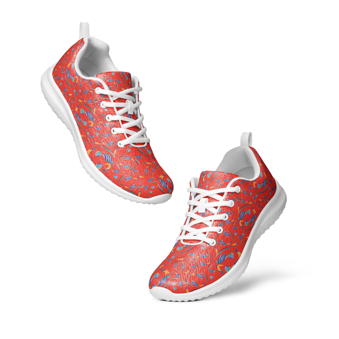 Women’s athletic shoes Kukloso Whimsical No 80 Quirky Shapes on Orange - Free Shipping