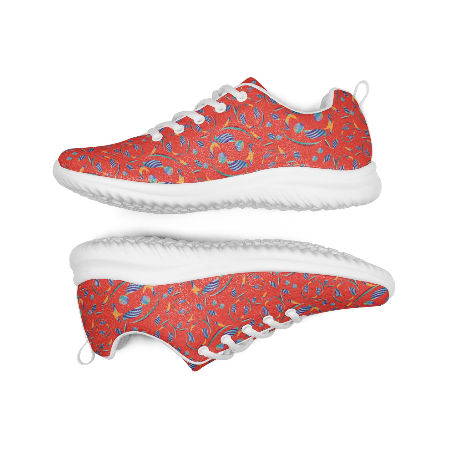 Women’s athletic shoes Kukloso Whimsical No 80 Quirky Shapes on Orange - Free Shipping