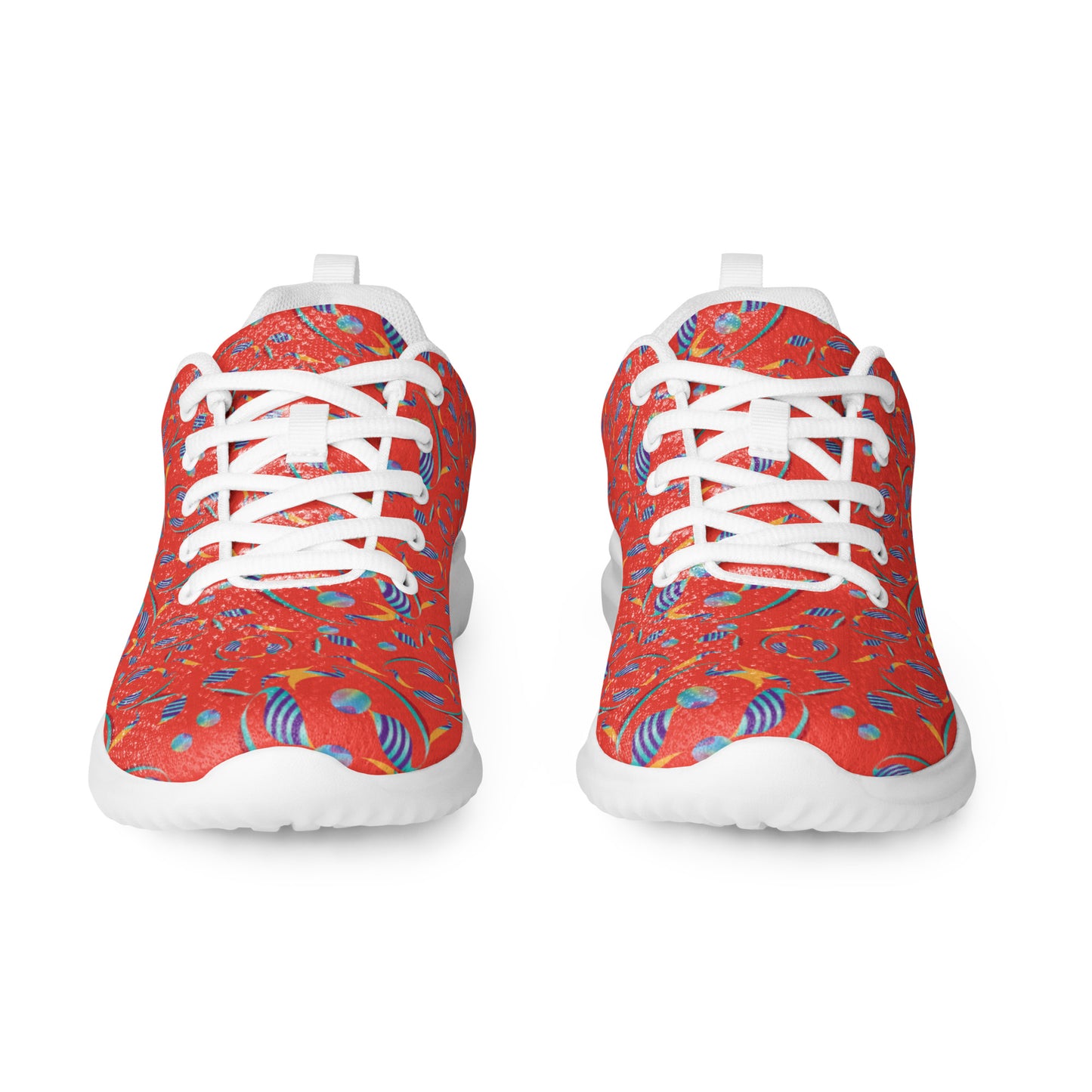 Women’s athletic shoes Kukloso Whimsical No 80 Quirky Shapes on Orange - Free Shipping