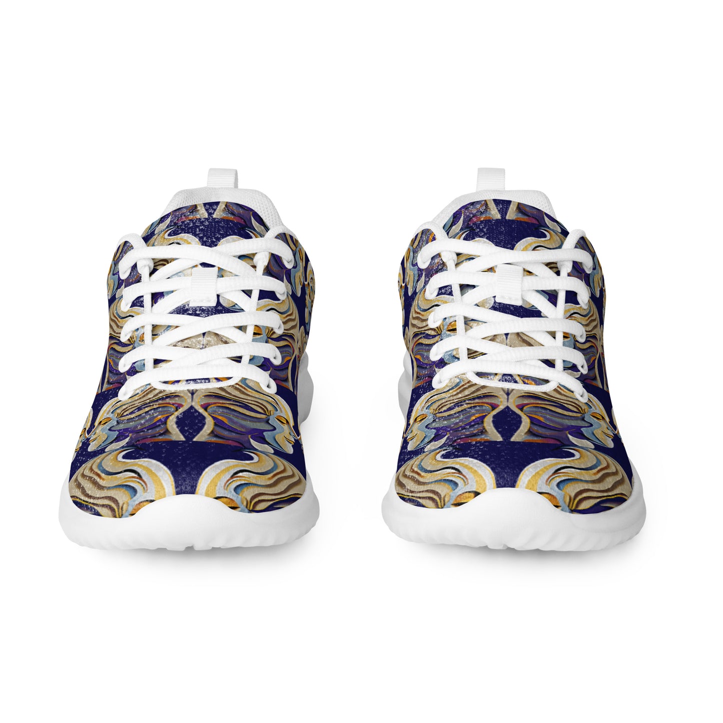 Women’s athletic shoes Kukloso Cubist Faces No 1 Large Pattern on Navy- Free Shipping