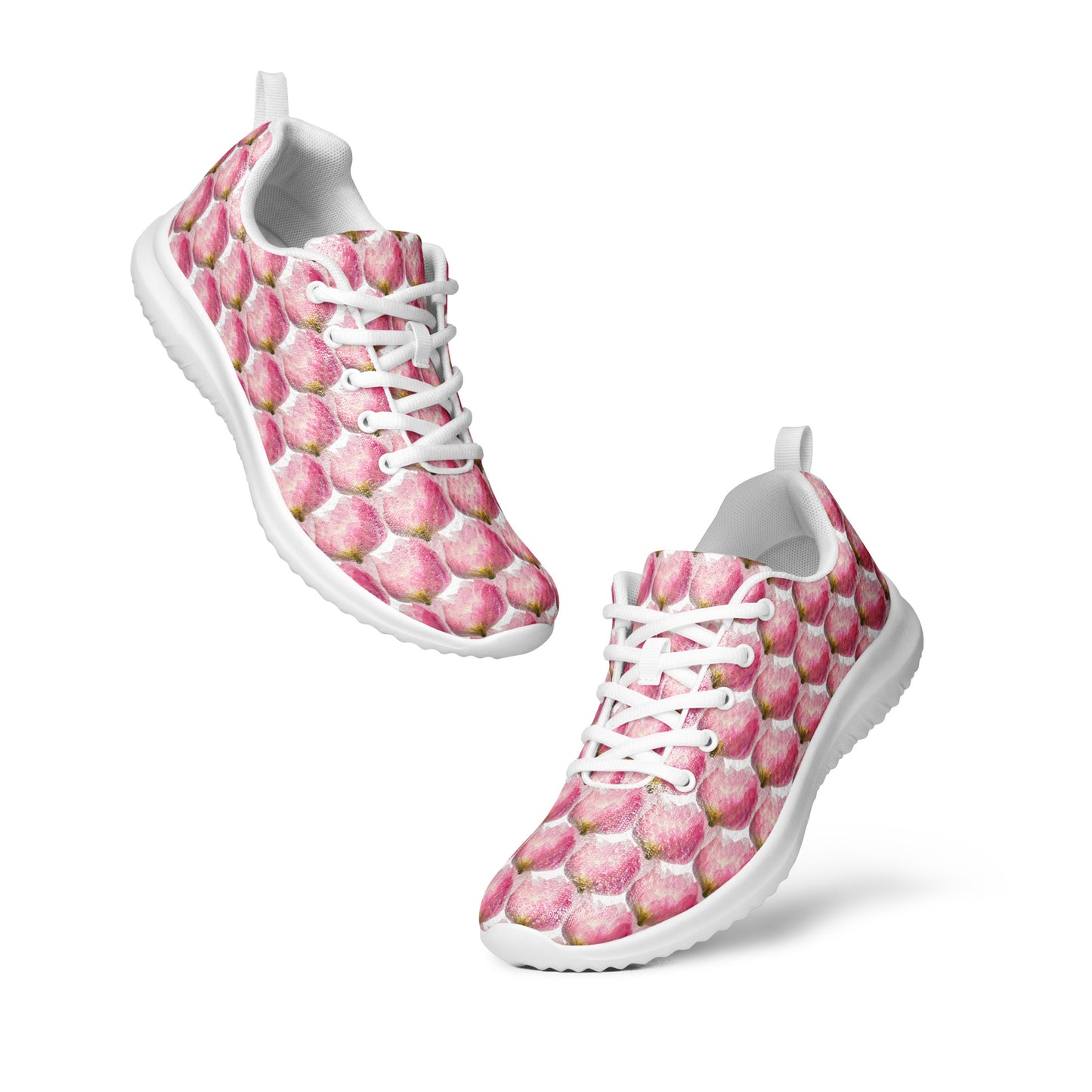 Women’s athletic shoes Women’s lace-up canvas shoes Kukloso Les tulipes Pink on White - Free Shipping