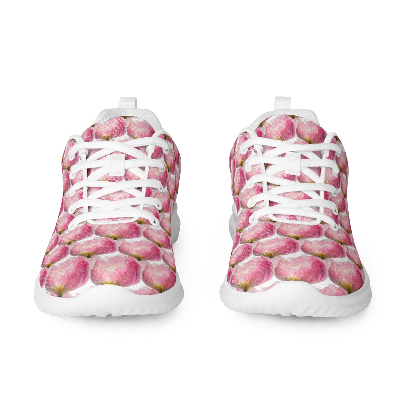 Women’s athletic shoes Women’s lace-up canvas shoes Kukloso Les tulipes Pink on White - Free Shipping