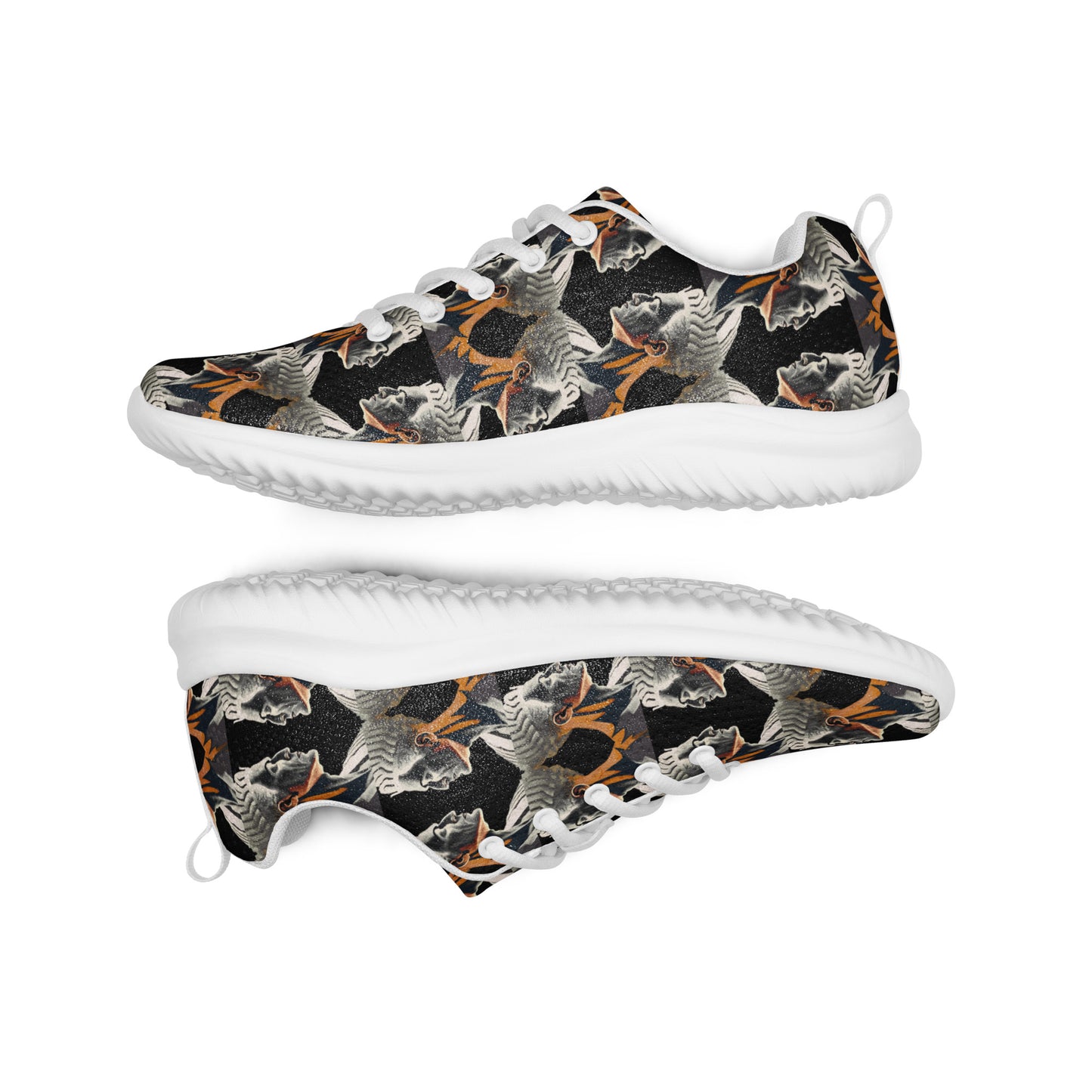 Women’s Athletic shoes Kukloso Cubist Faces No 2 Large Pattern on Black - Free Shipping