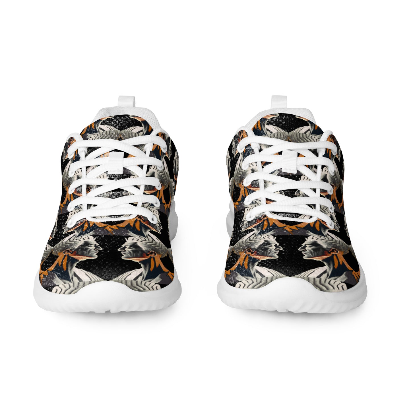 Women’s Athletic shoes Kukloso Cubist Faces No 2 Large Pattern on Black - Free Shipping