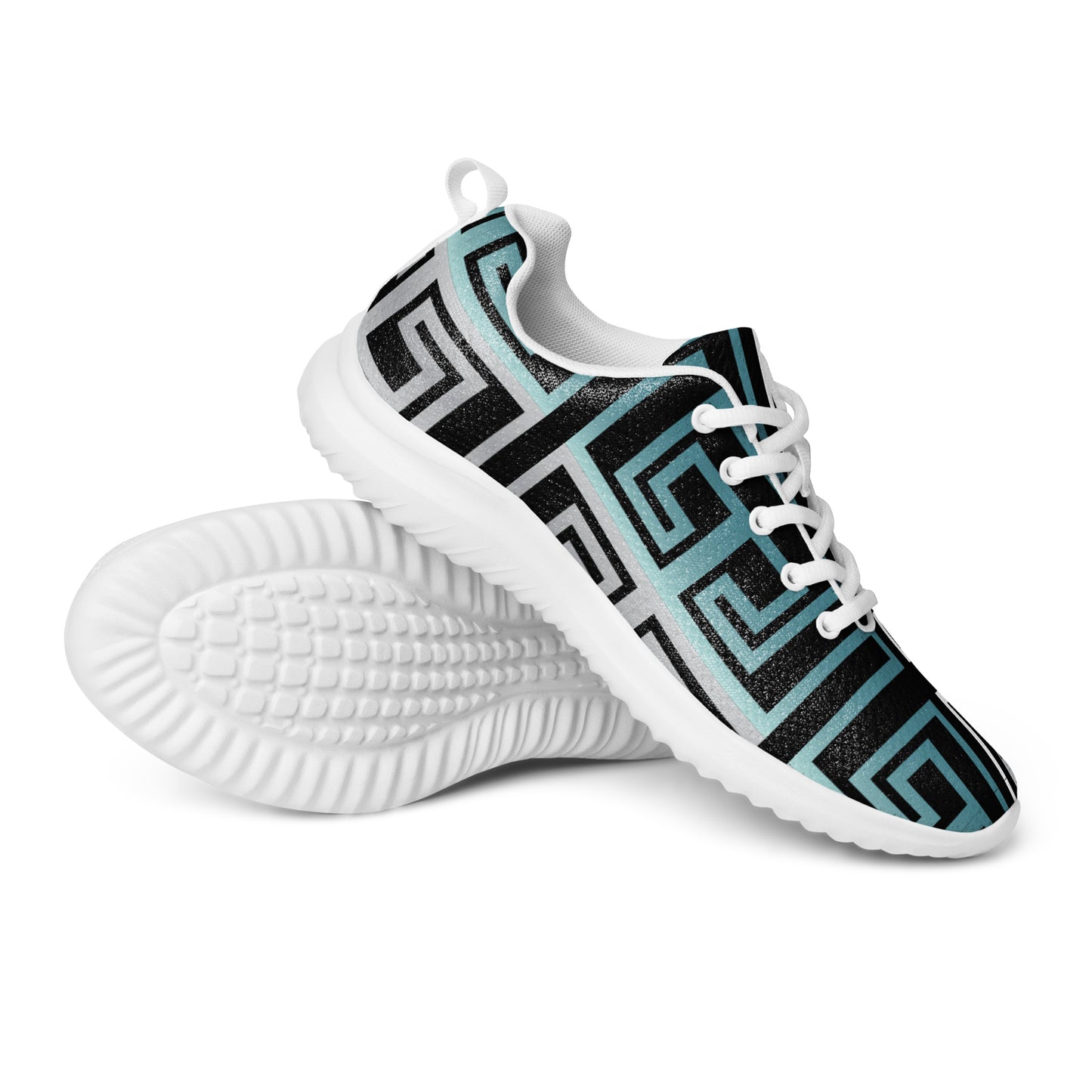 Women's Athletic shoes Kukloso Greek Border No 16 Silver/Aqua on Black - Free Shipping