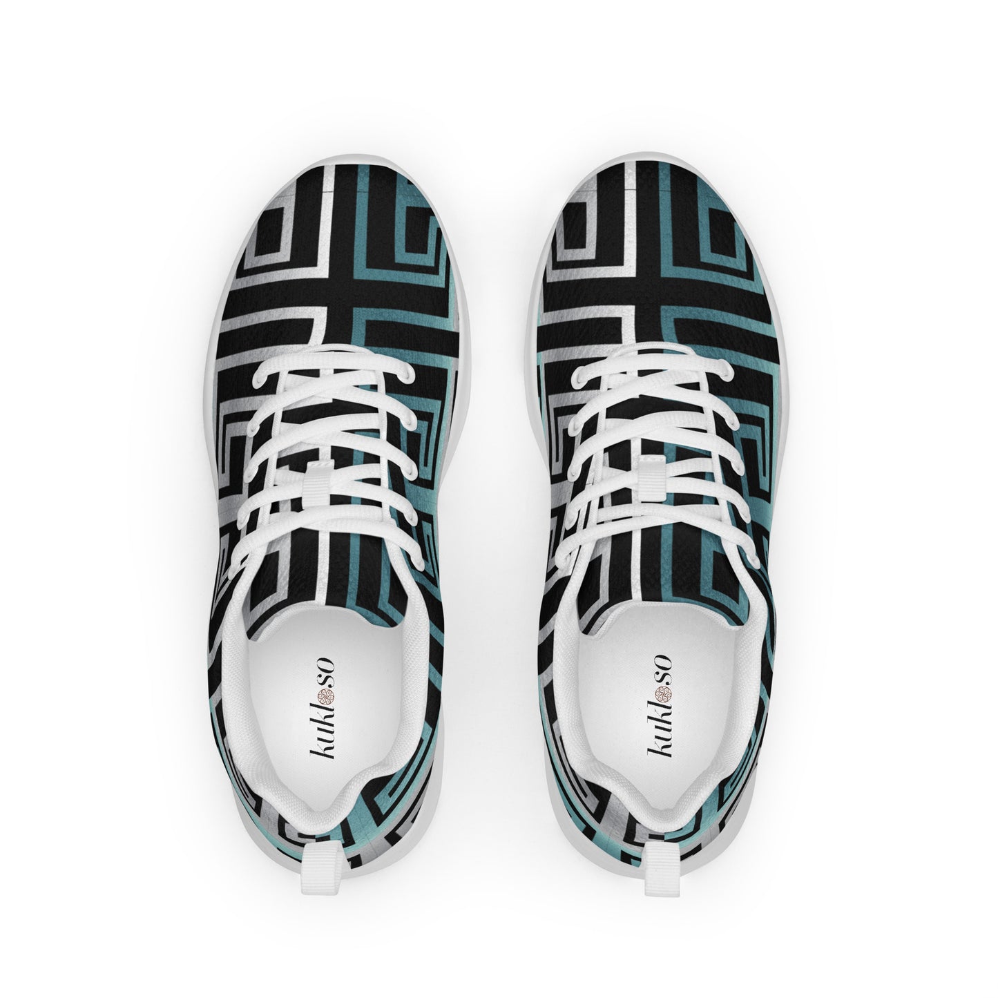 Women's Athletic shoes Kukloso Greek Border No 16 Silver/Aqua on Black - Free Shipping