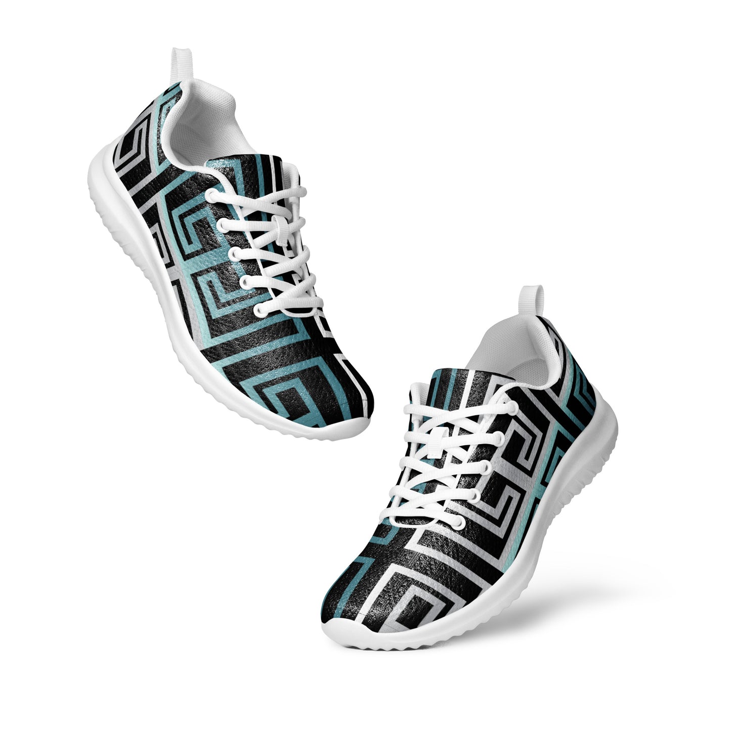 Women's Athletic shoes Kukloso Greek Border No 16 Silver/Aqua on Black - Free Shipping