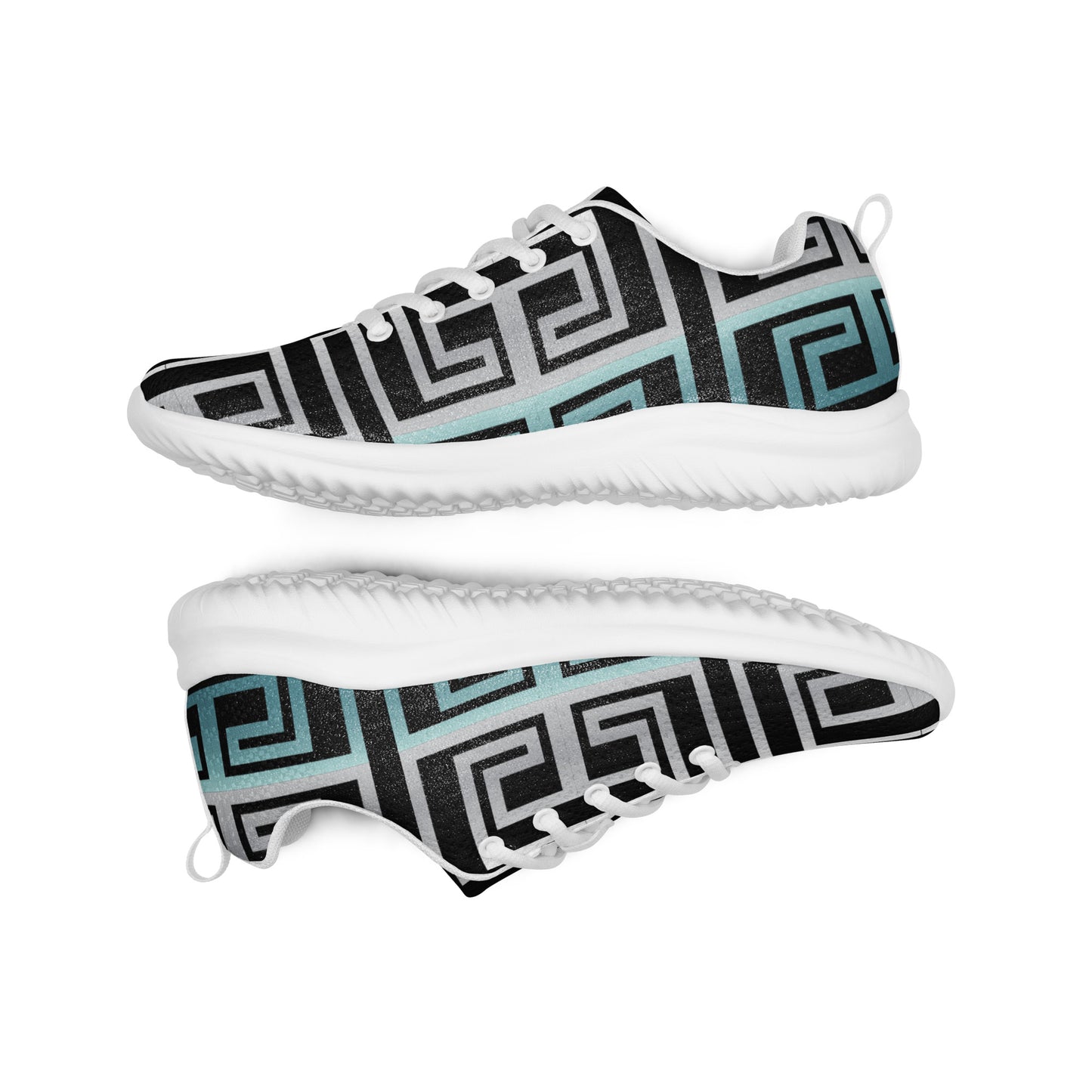 Women's Athletic shoes Kukloso Greek Border No 16 Silver/Aqua on Black - Free Shipping