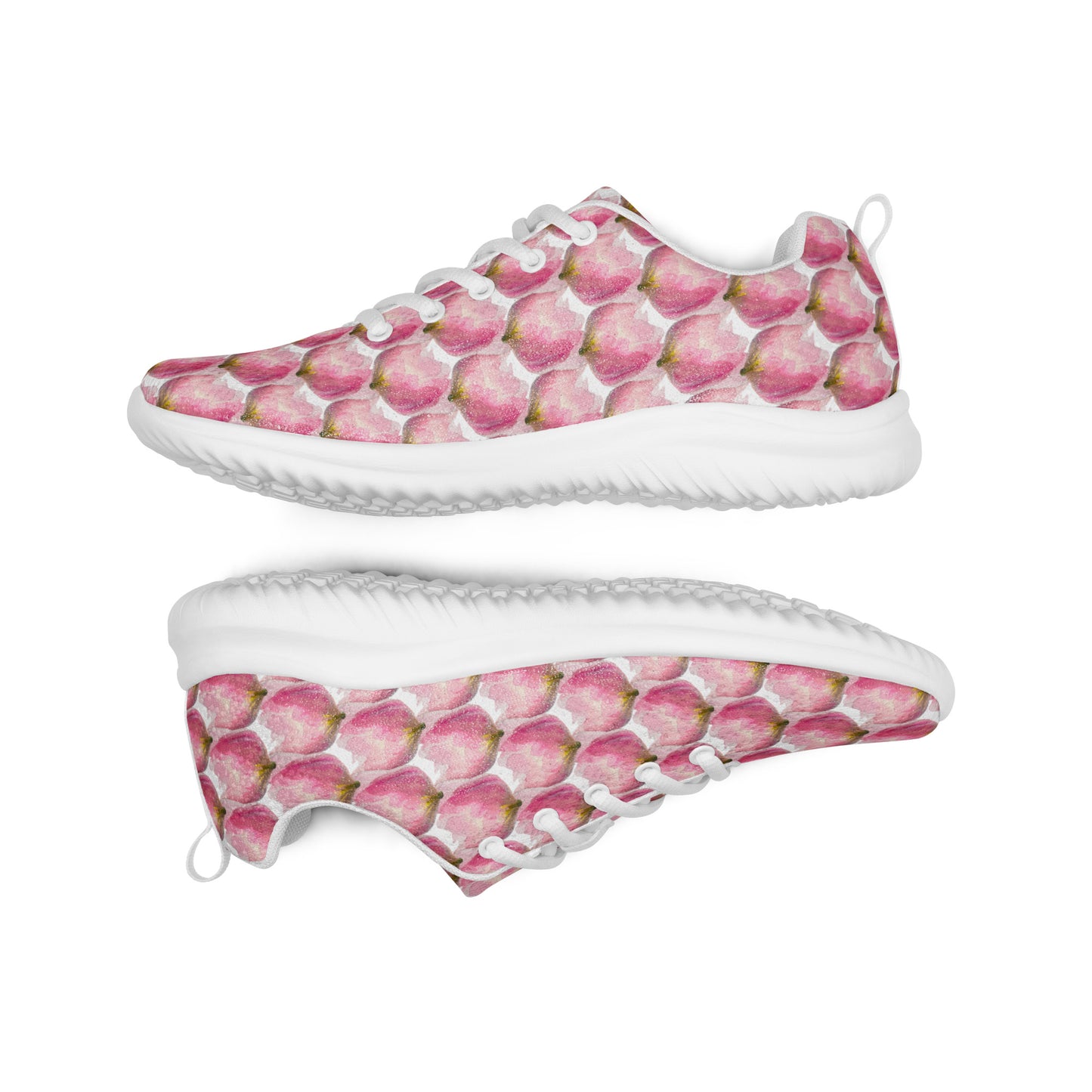 Women’s athletic shoes Women’s lace-up canvas shoes Kukloso Les tulipes Pink on White - Free Shipping