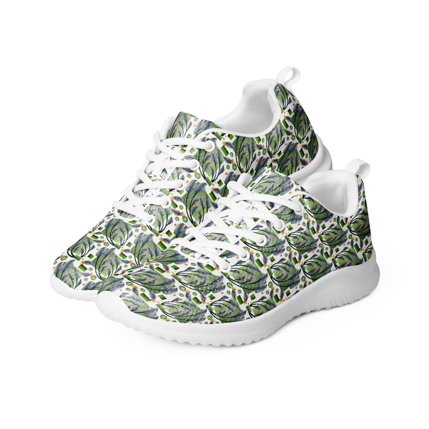 Women’s athletic shoes Kukloso Melange de fleur No 46 Green on White - Free Shipping