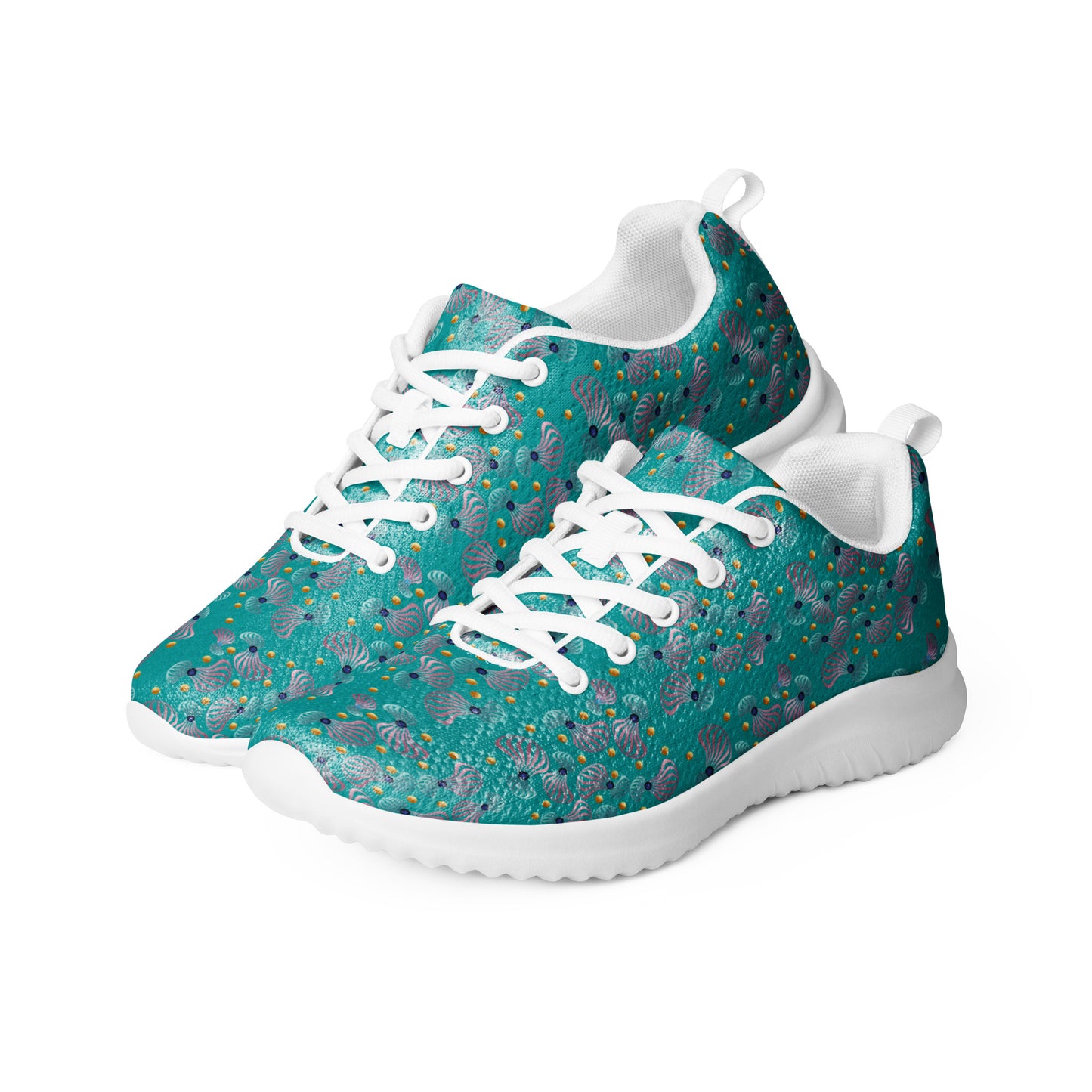 Women’s athletic shoes Kukloso Whimsical No 83 Pink/Aqua/Navy Spirials on Turquoise - Free Shipping