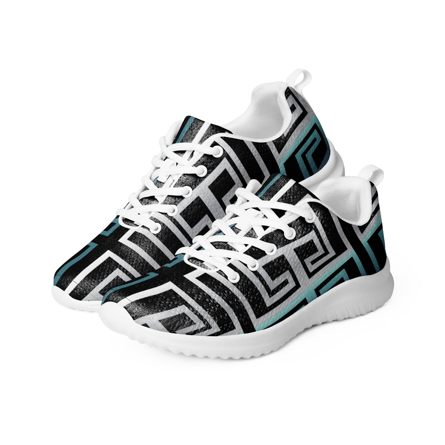 Women's Athletic shoes Kukloso Greek Border No 16 Silver/Aqua on Black - Free Shipping