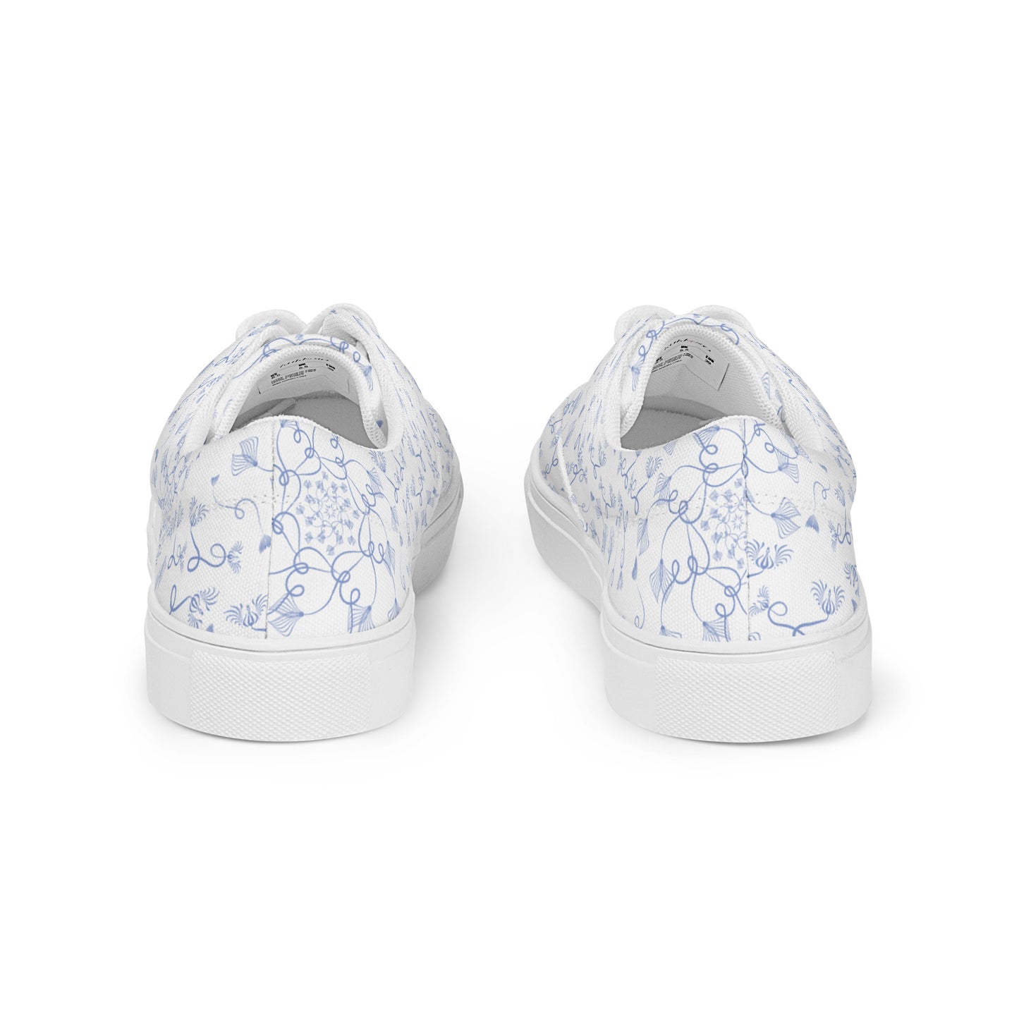 Women’s lace-up canvas shoes Kukloso Abstractical No 19 Periwinkle Mandalas on White - Free Shipping