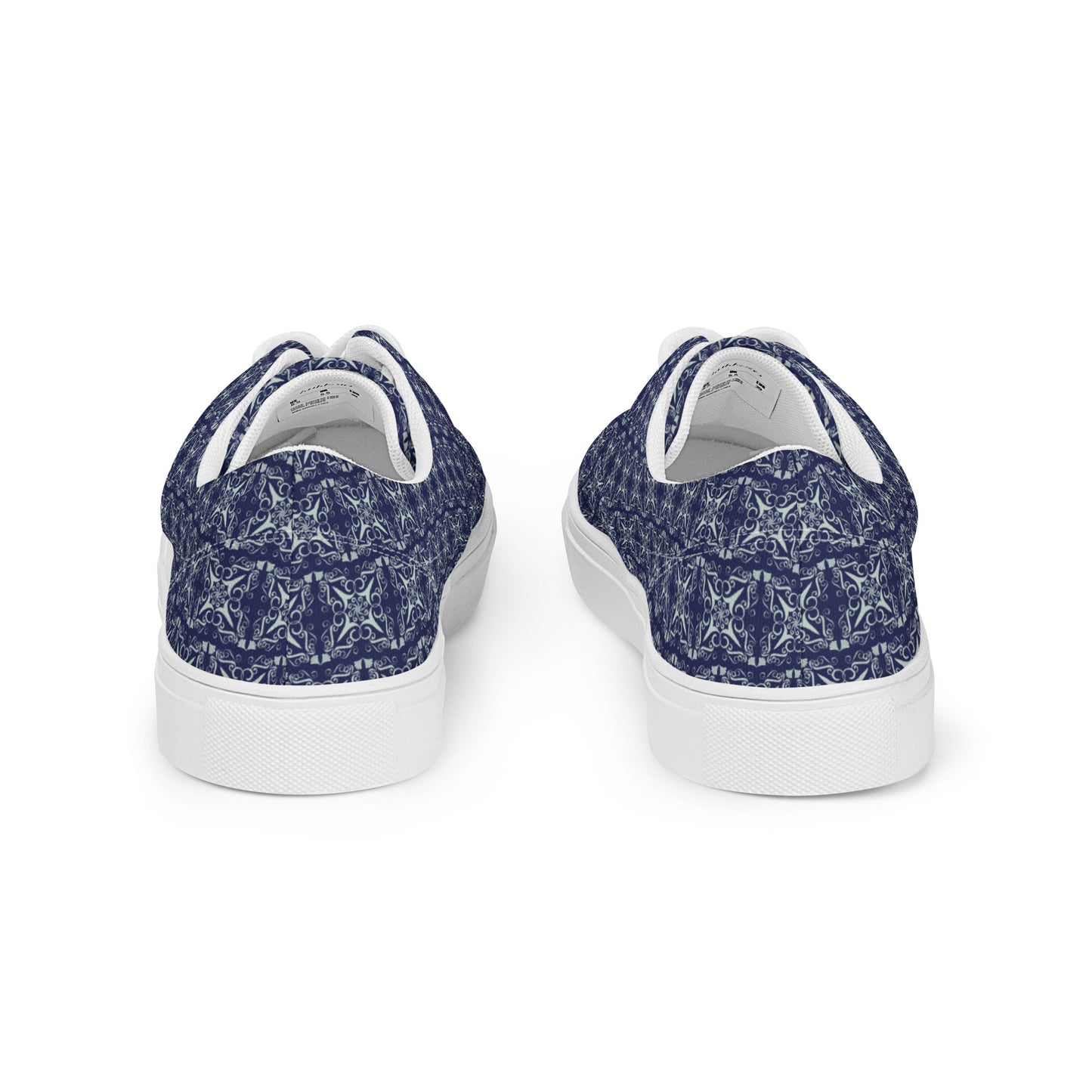 Women’s lace-up canvas shoes Kukloso AG No 10 Silver Mini-Mandalas on Navy - Free Shipping