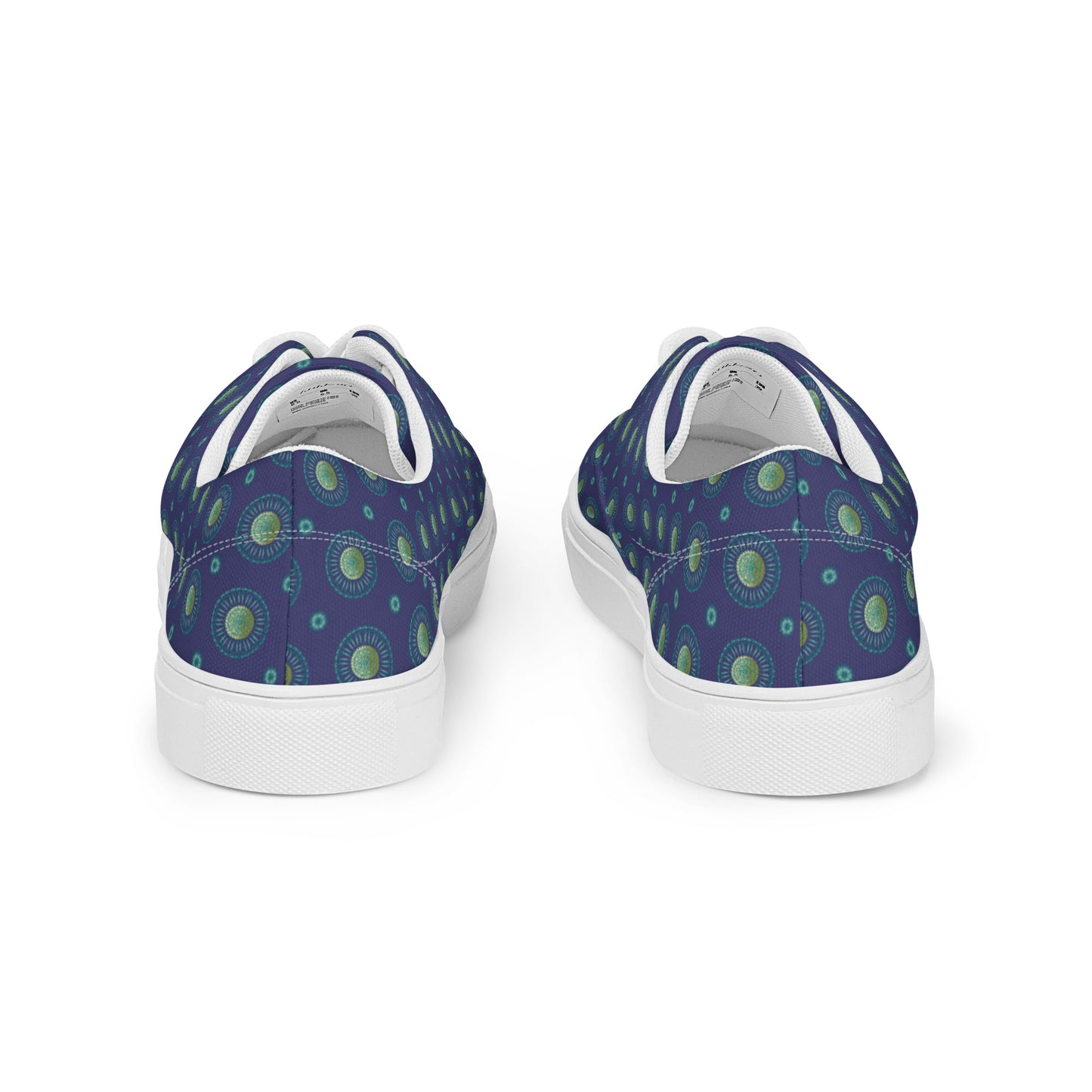 Women’s lace-up canvas shoes Kukloso AG No 18 Aqua Mini-Mandalas on Navy - Free Shipping