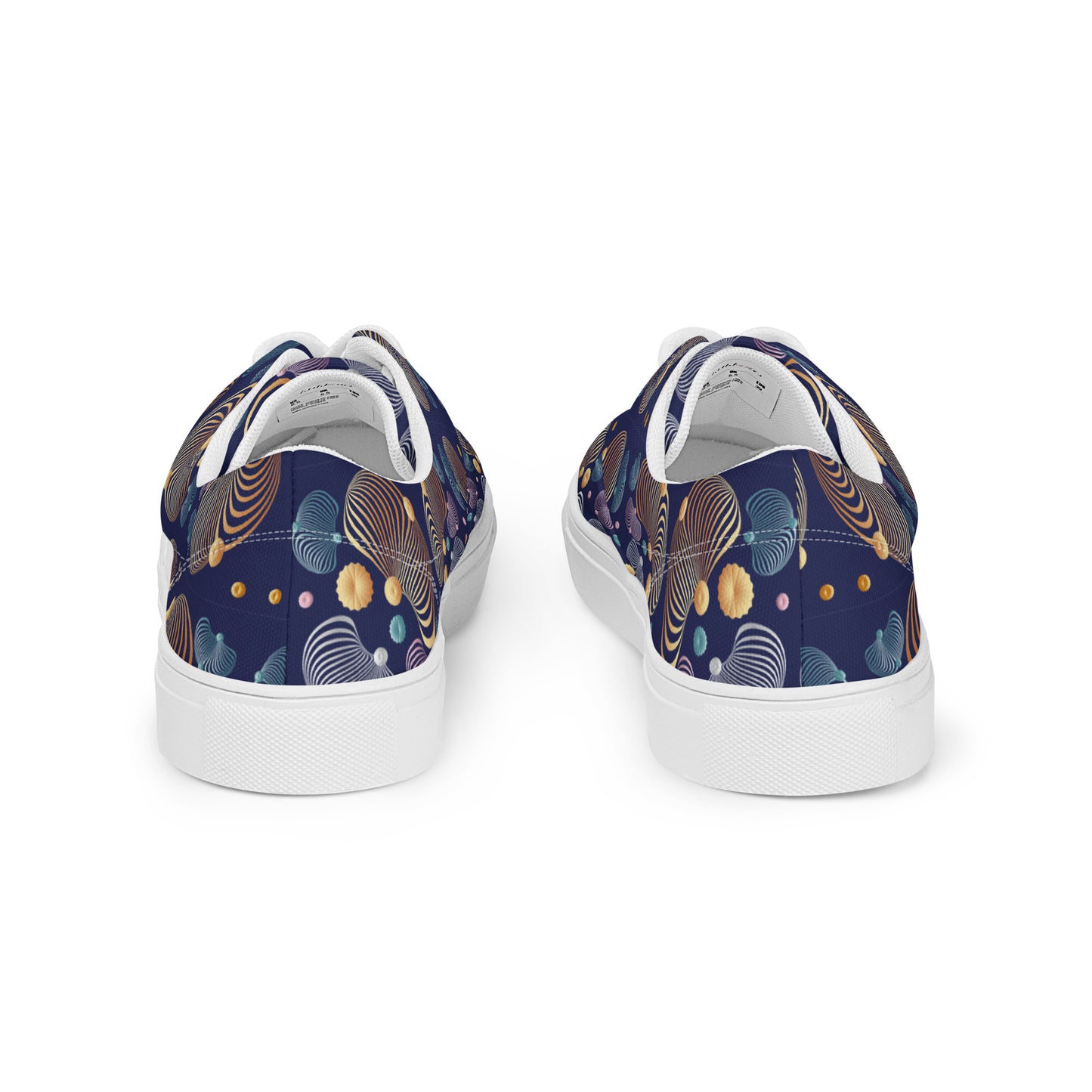 Women’s lace-up canvas shoes Kukloso AG No 44 Gold, Silver, Aqua Spirals on Navy - Free Shipping