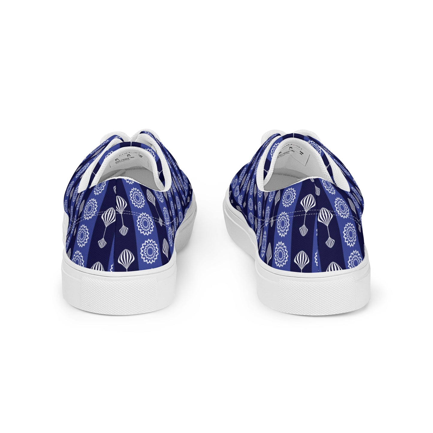 Women’s lace-up canvas shoes Kukloso FS No 41 Mini-Mandalas - Blue Stripes - Free Shipping