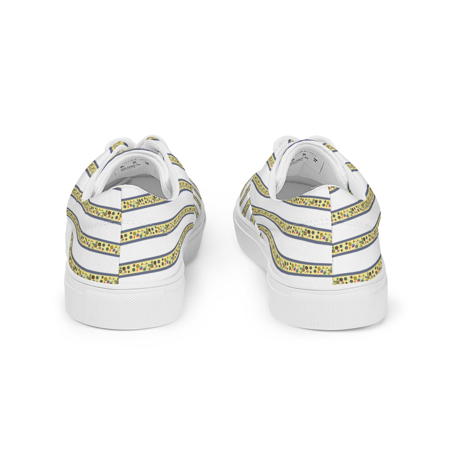 Women’s lace-up canvas shoes Kukloso FS No 104 Yellow Stripes on White - Free Shipping