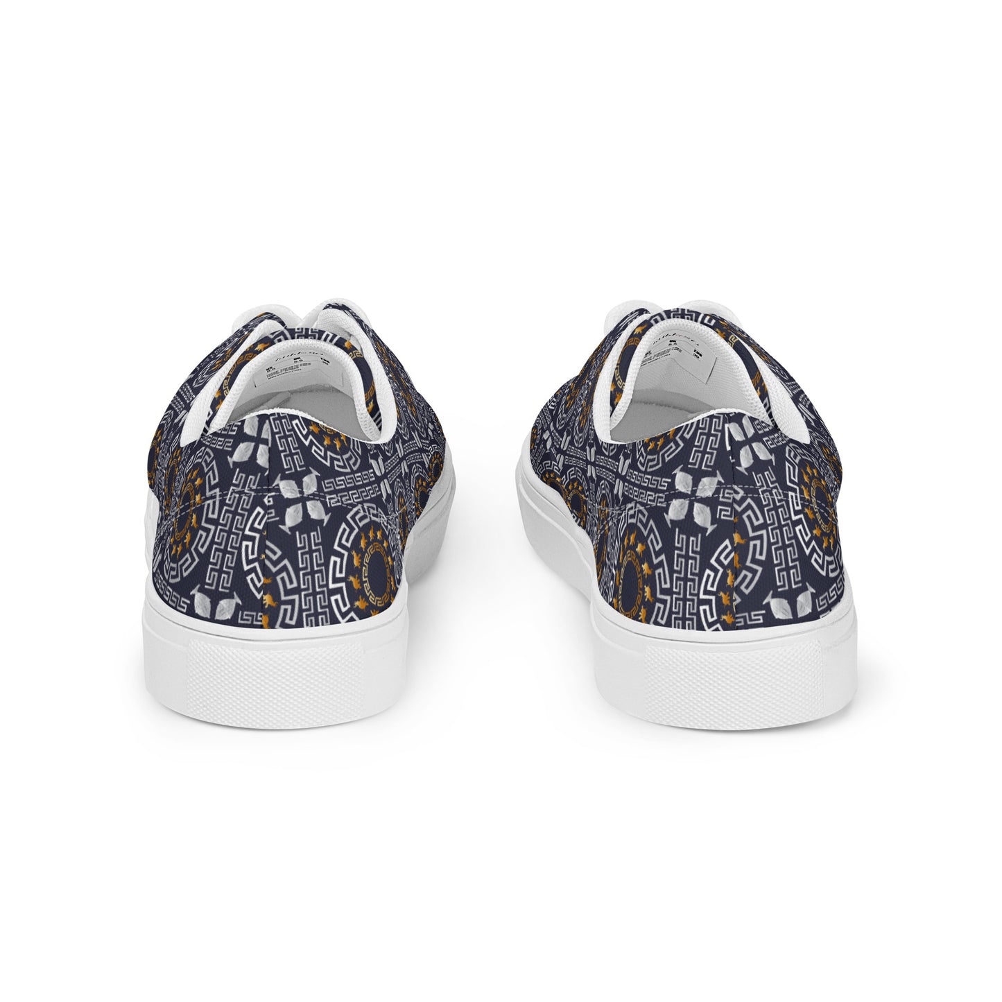 Women’s lace-up canvas shoes Kukloso Greek Border No 40 Ganesha on Navy - Free Shipping