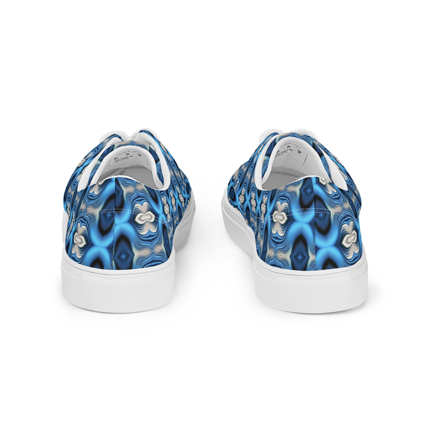 Women’s lace-up canvas shoes Kukloso Cubist Faces No 6 Silver/Blue - Free Shipping