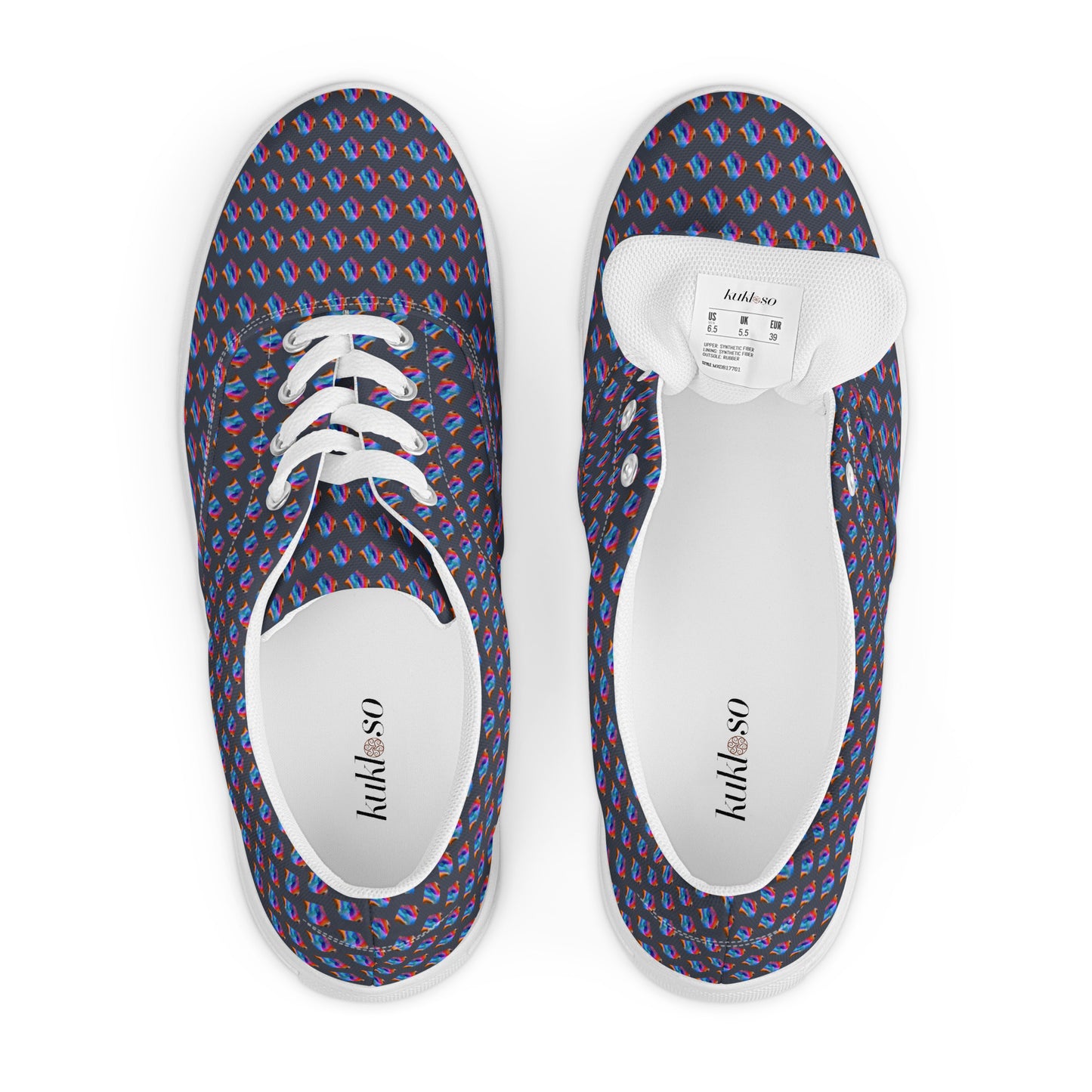 Women’s lace-up canvas shoes Kukloso Abstract No 4 Navy - Free Shipping