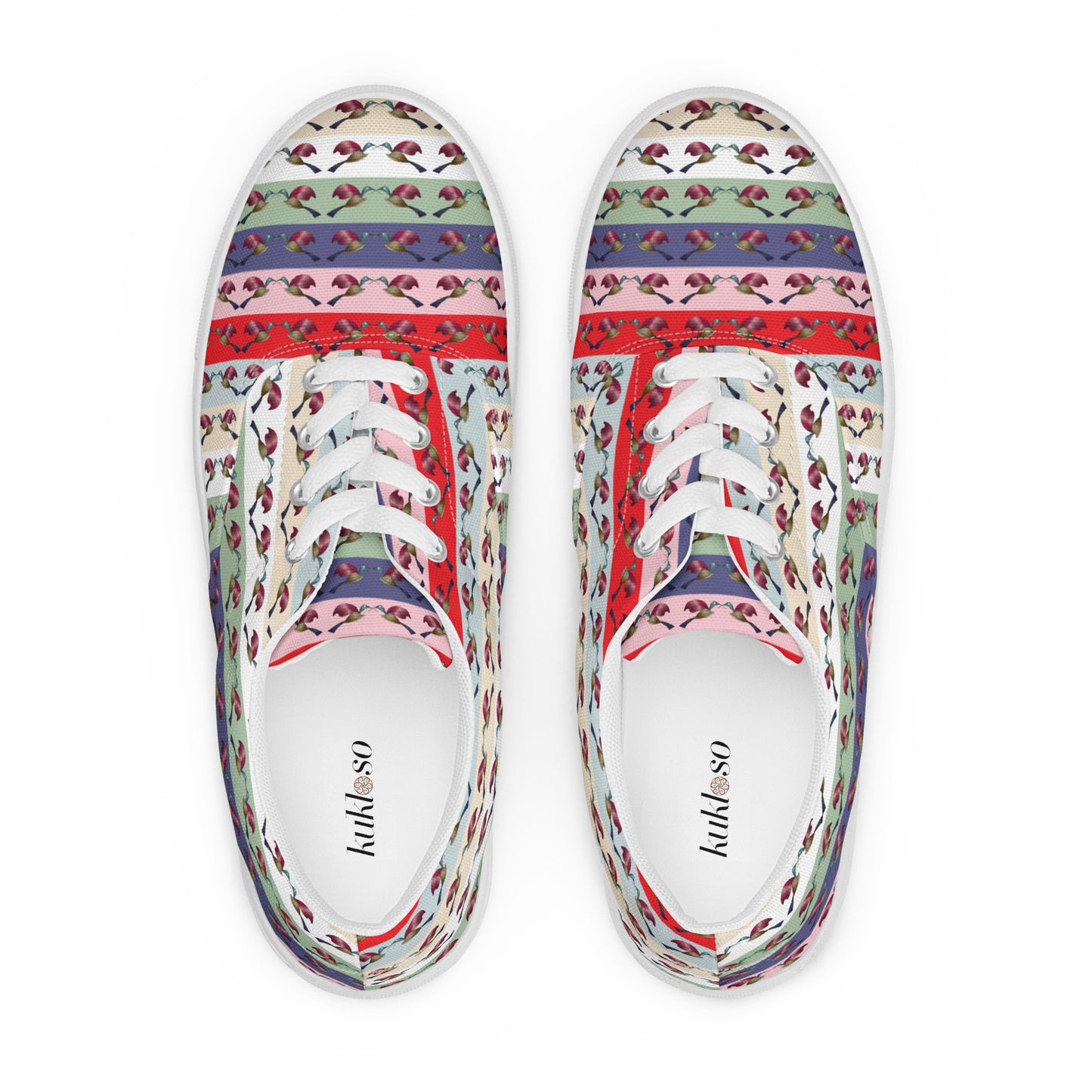 Women’s lace-up canvas shoes Kukloso FS Multicolor Hummingbirds - Free Shipping
