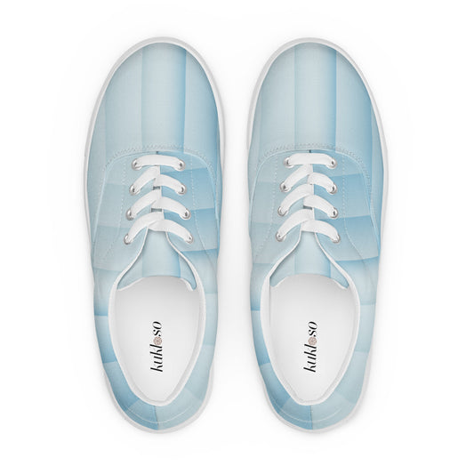 Women’s lace-up canvas shoes Kukloso FS Baby Blue Stripes - Free Shipping