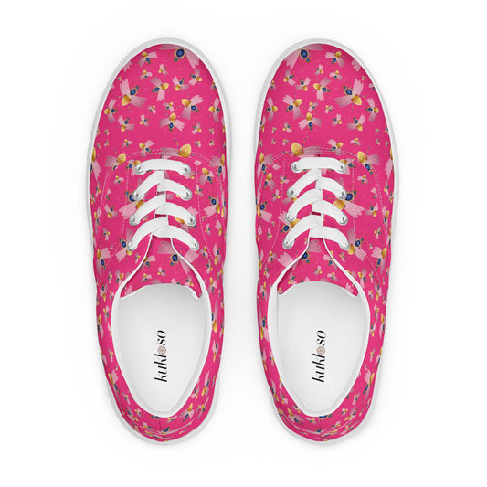 Women’s lace-up canvas shoes Kukloso Queen bee No 45 on Dark Pink - Free Shipping