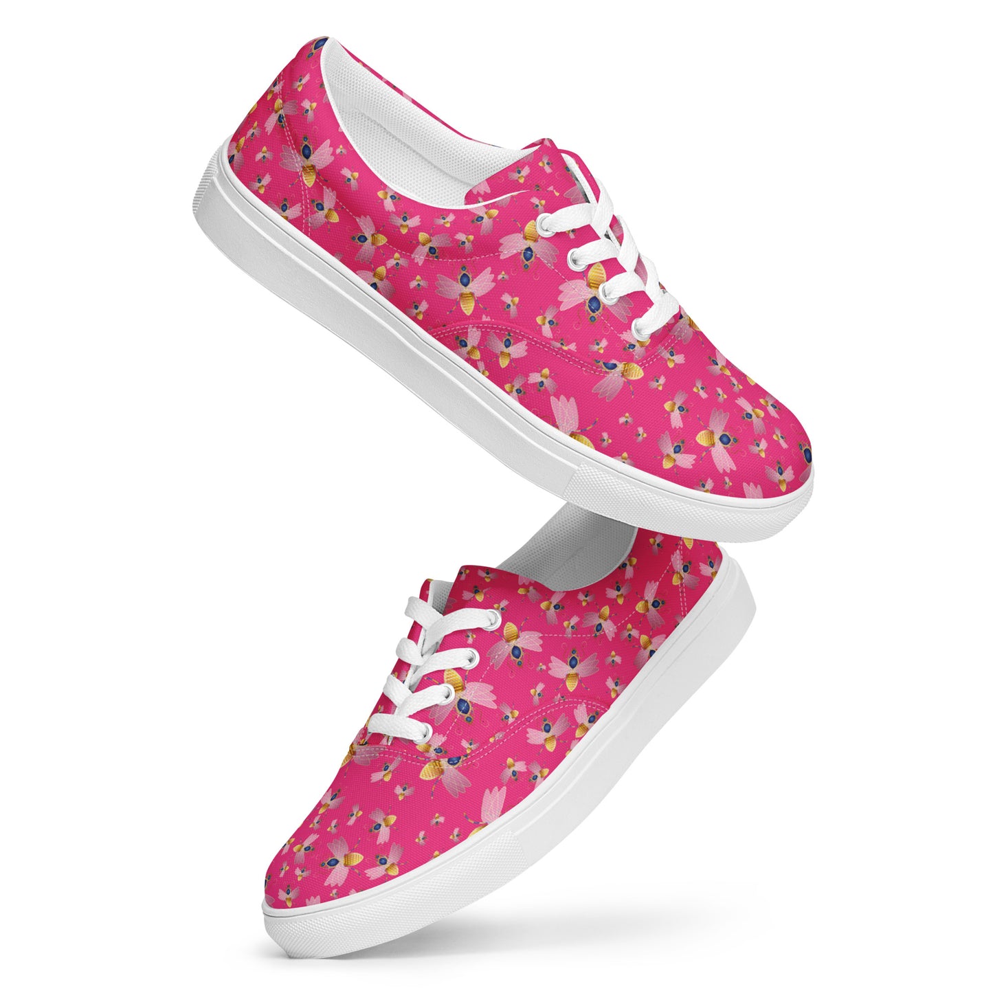 Women’s lace-up canvas shoes Kukloso Queen bee No 45 on Dark Pink - Free Shipping