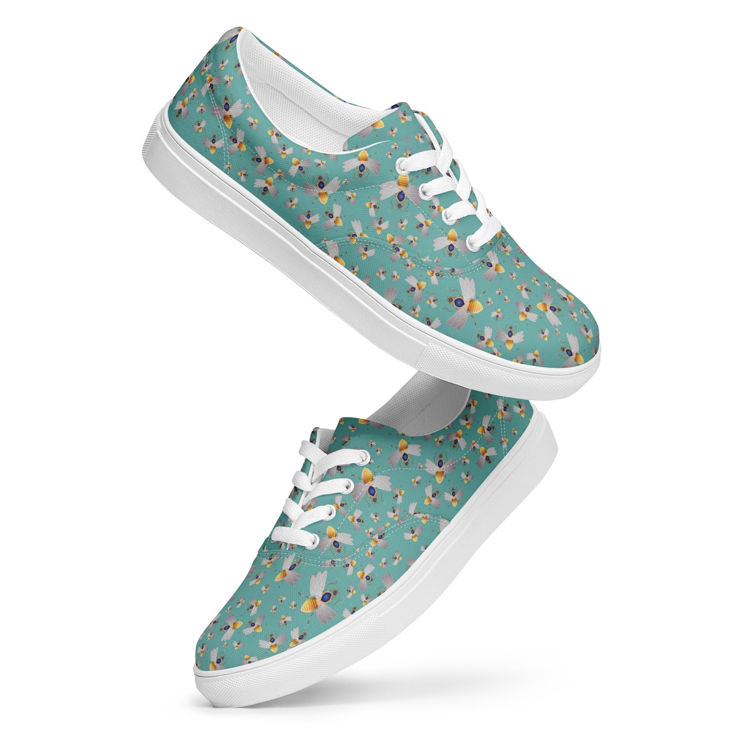 Women’s lace-up canvas shoes Kukloso Queen bee No 42 on Blue/Green - Free Shipping