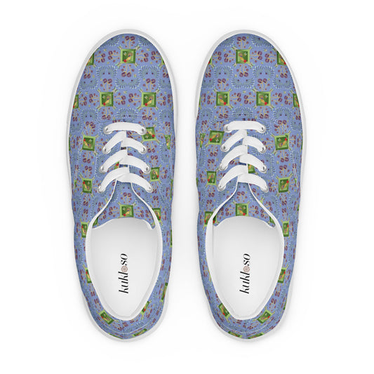 Women’s lace-up canvas shoes Kukloso Melange de fleur No 48 Blue - Free Shipping