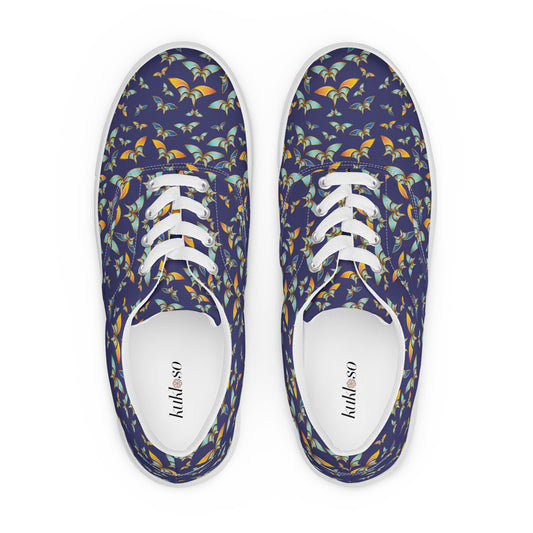 Women’s lace-up canvas shoes Kukloso Madam Butterfly on Navy - Free Shipping