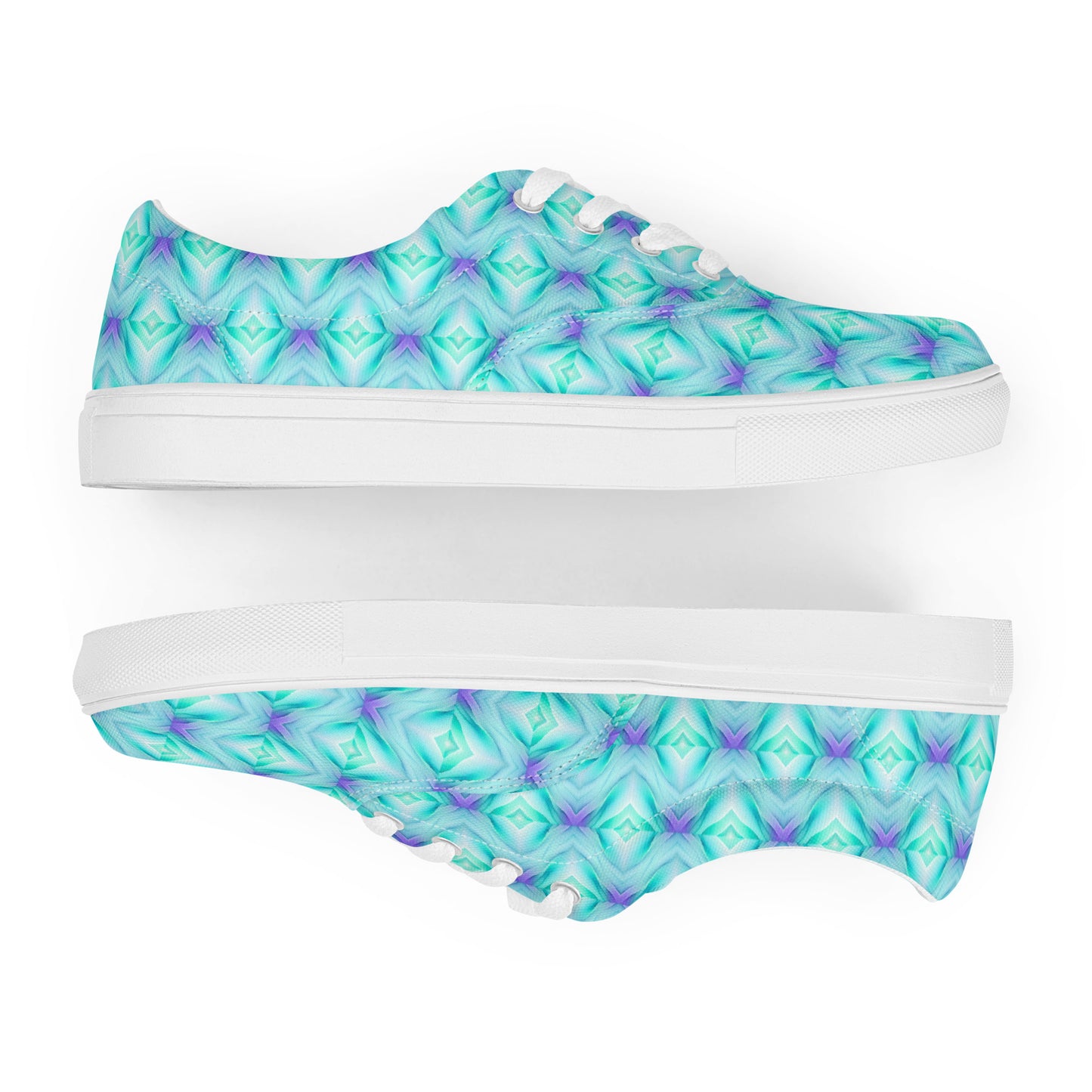 Women’s lace-up canvas shoes Kukloso Abstract No 2 Aqua Colors - Free Shipping