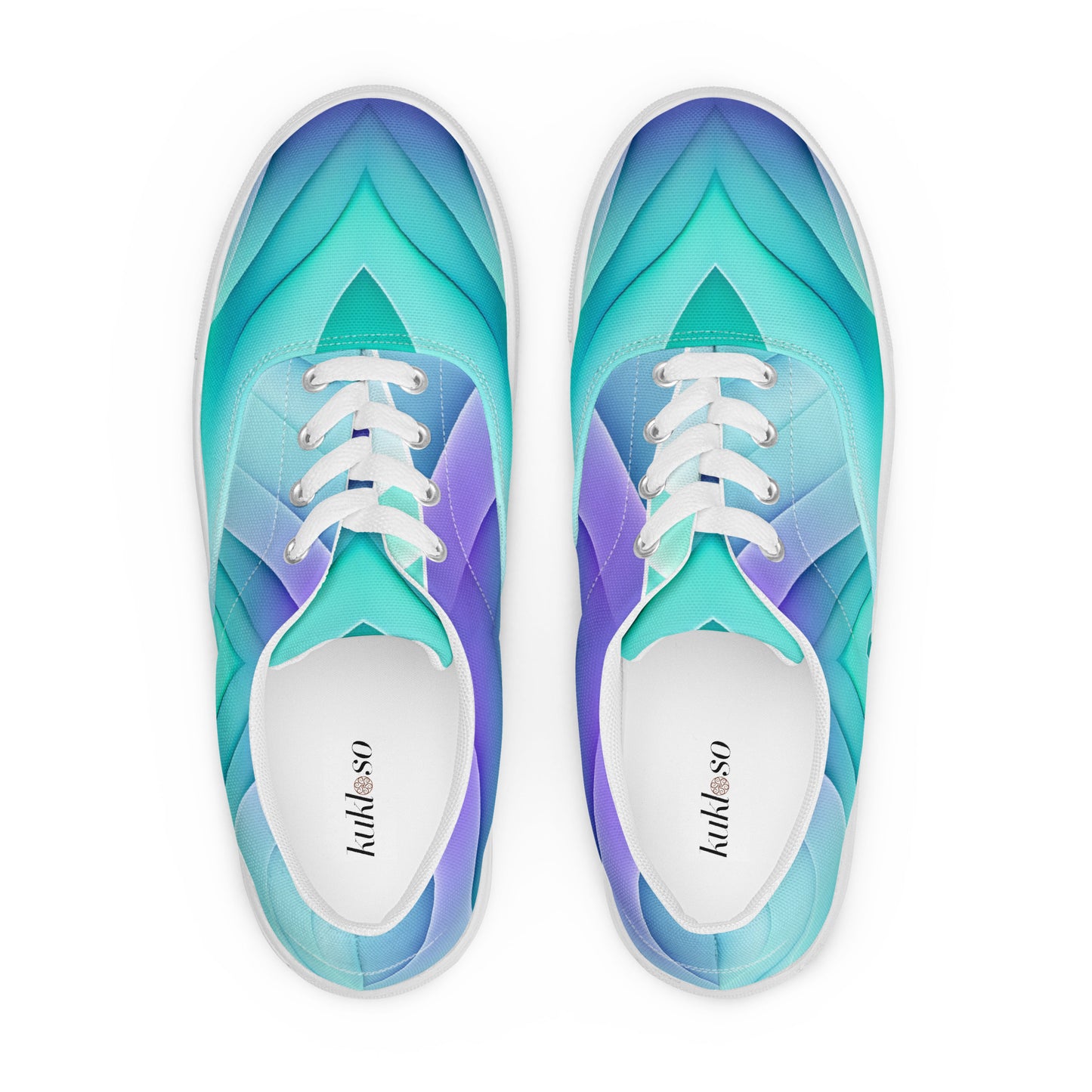 Women’s lace-up canvas shoes Kukloso Abstract No 3 Aqua/Violet - Free Shipping