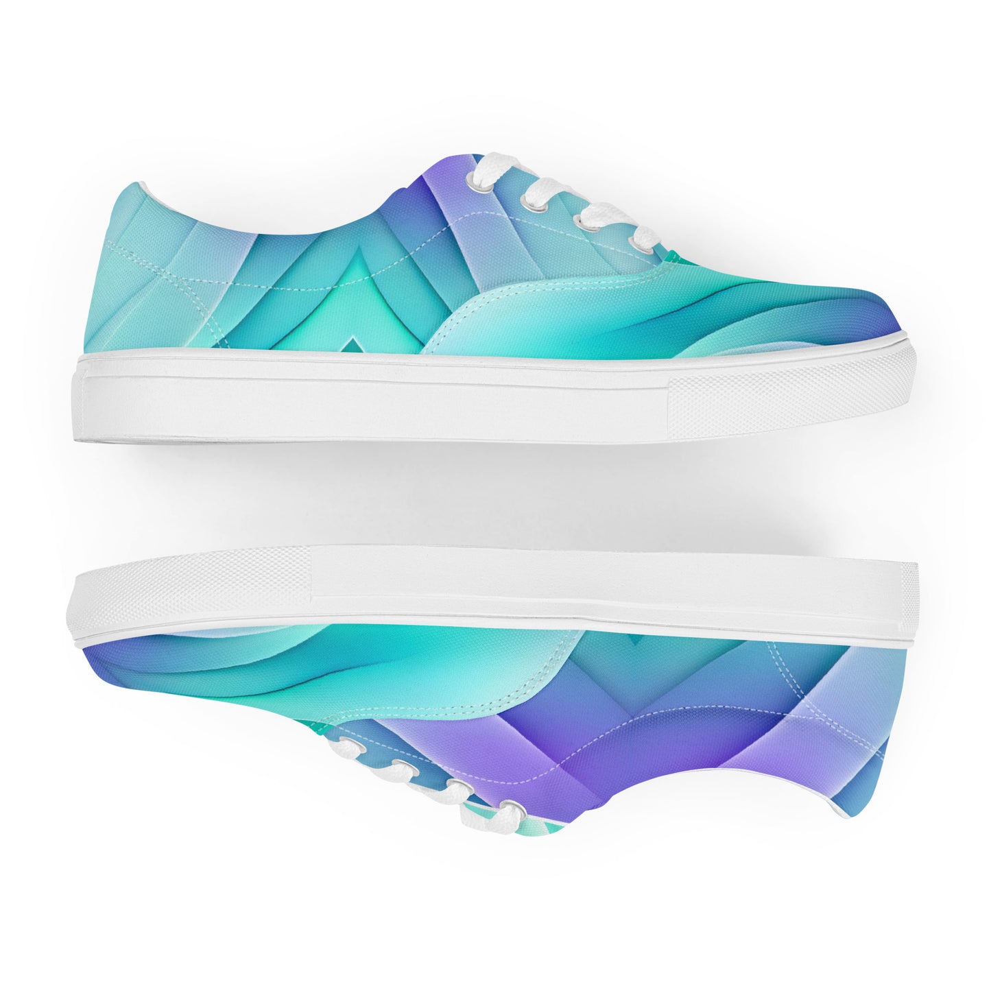 Women’s lace-up canvas shoes Kukloso Abstract No 3 Aqua/Violet - Free Shipping