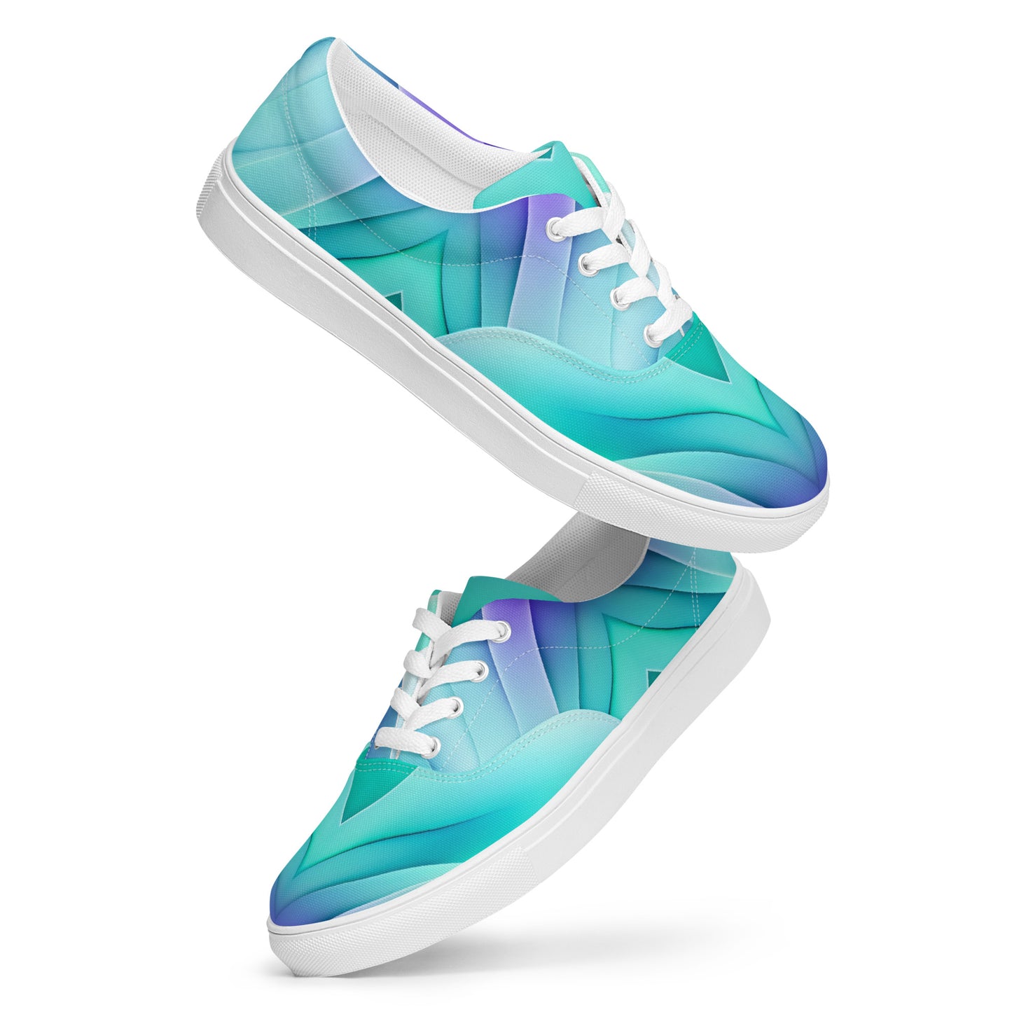 Women’s lace-up canvas shoes Kukloso Abstract No 3 Aqua/Violet - Free Shipping